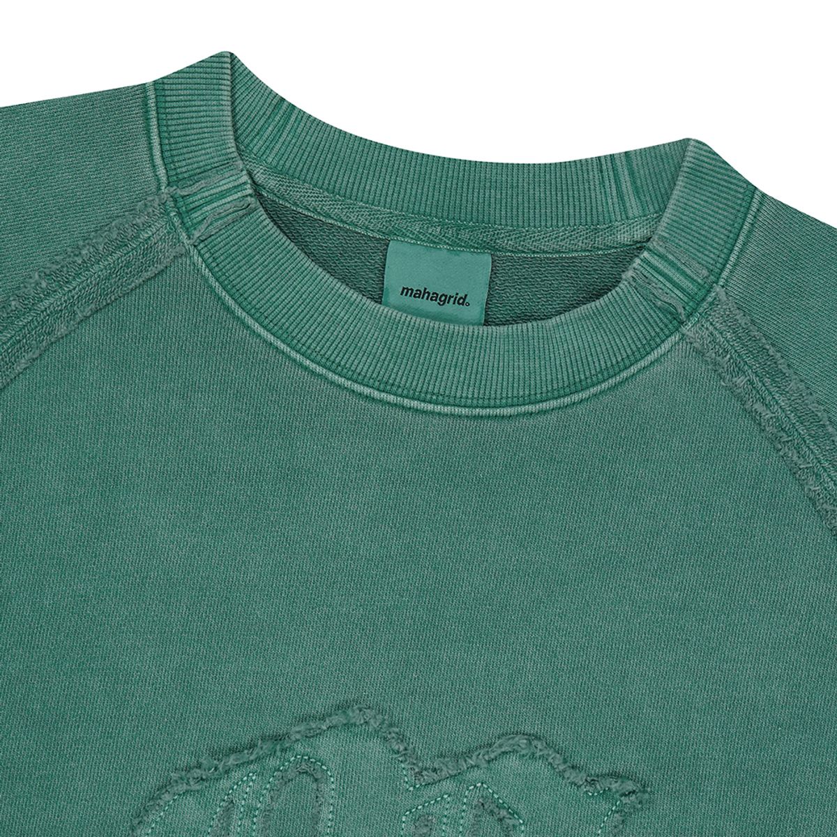 마하그리드(MAHAGRID) RAW CUT M LOGO PIGMENT SWEATSHIRT GREEN(MG2DFMM458A)
