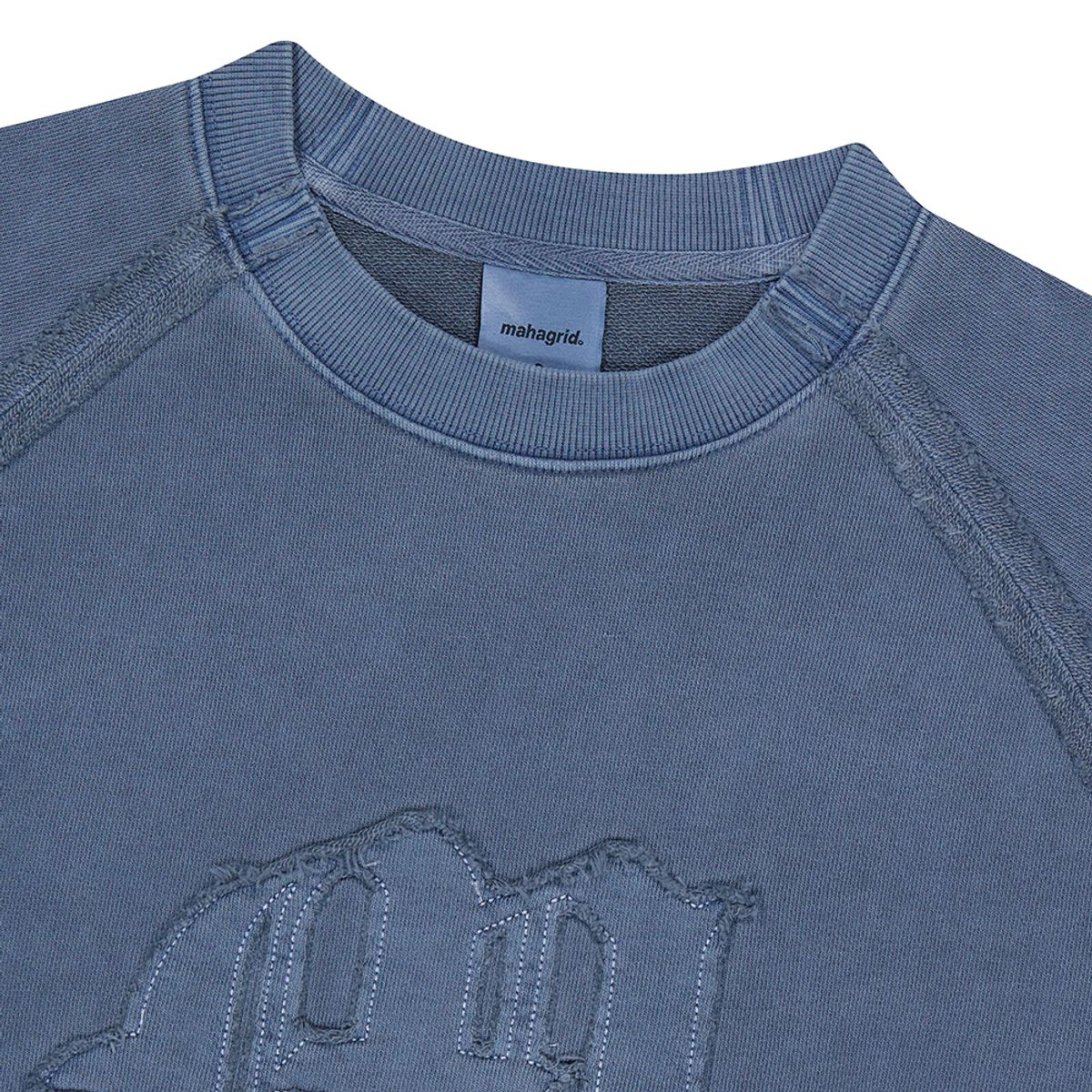 마하그리드(MAHAGRID) RAW CUT M LOGO PIGMENT SWEATSHIRT NAVY(MG2DFMM458A)