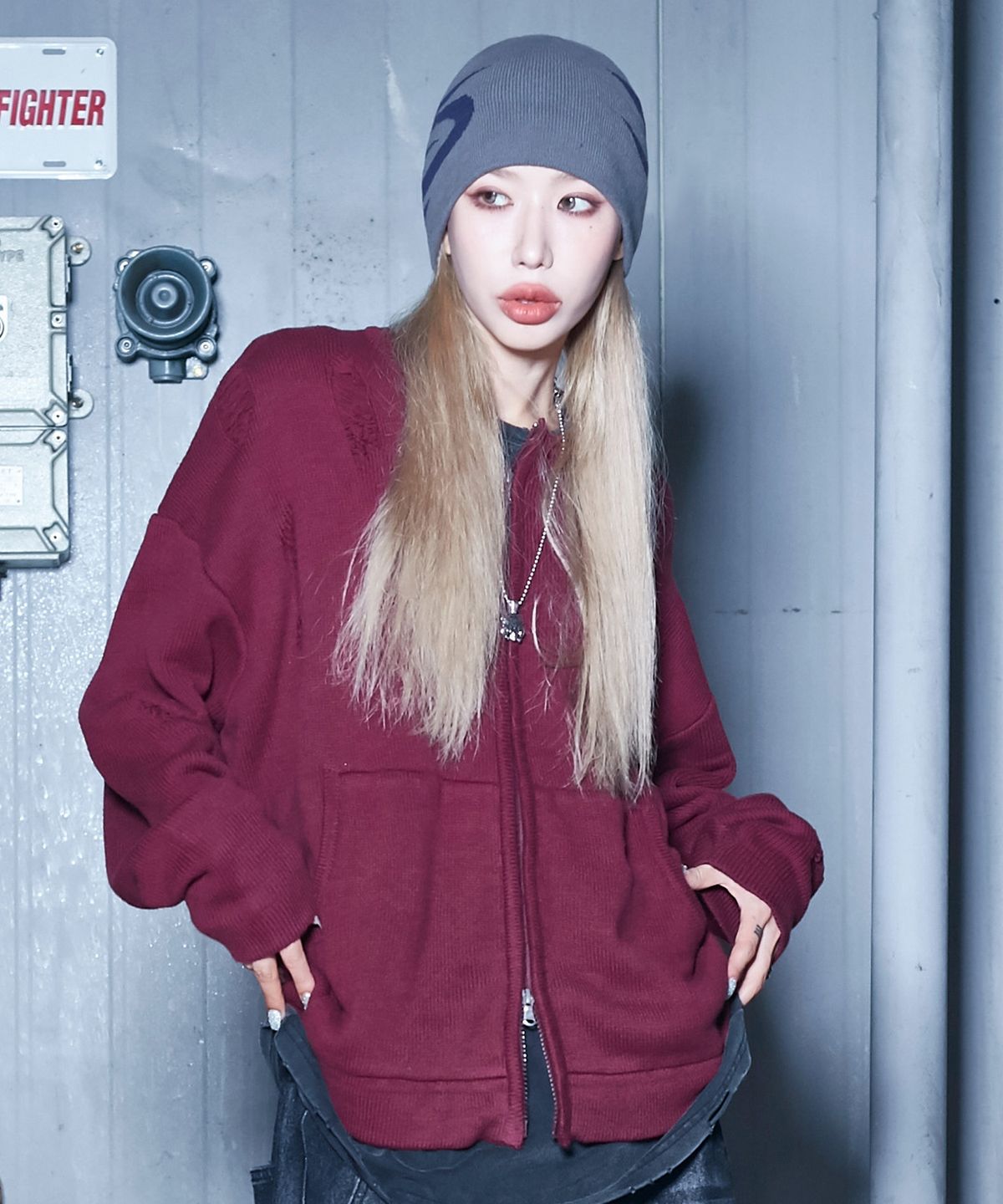 엑스톤즈(XTONZ) XF005 네오 로고 비니 (GRAY)