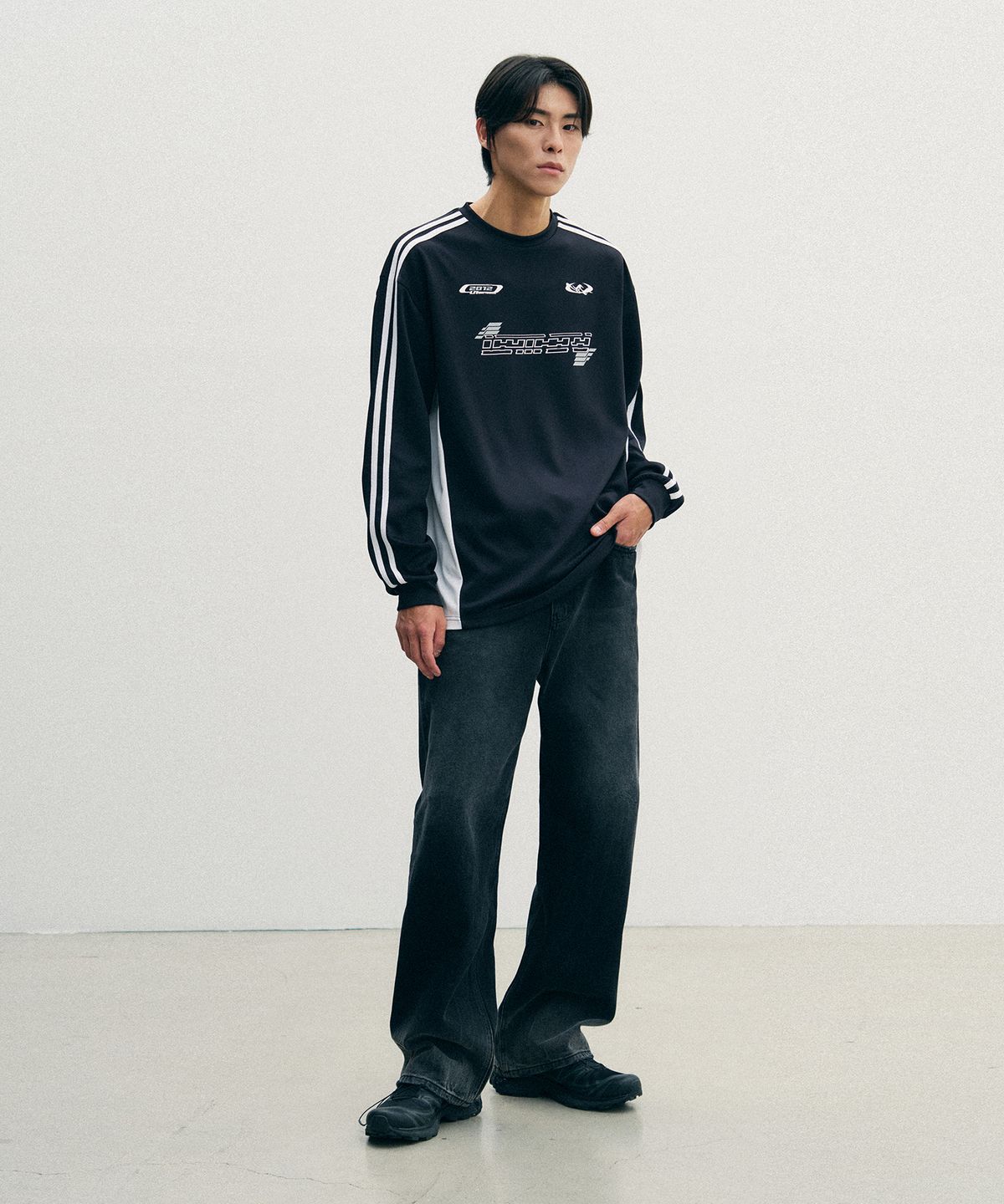 레더리(LEATHERY) 풋볼 저지 롱슬리브 [BLACK]