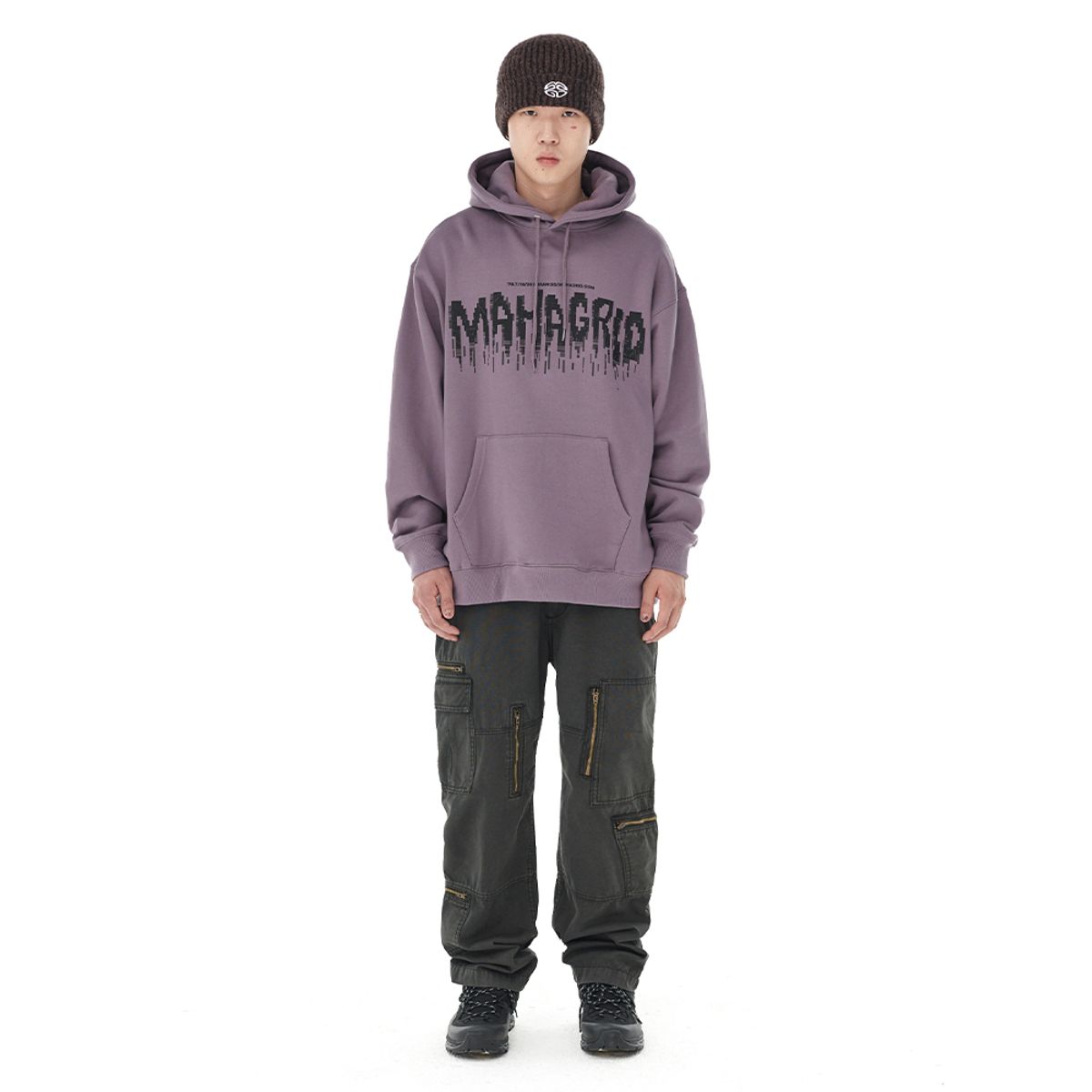 마하그리드(MAHAGRID) DISTORTION HOODIE PURPLE(MG2DFMM427A)