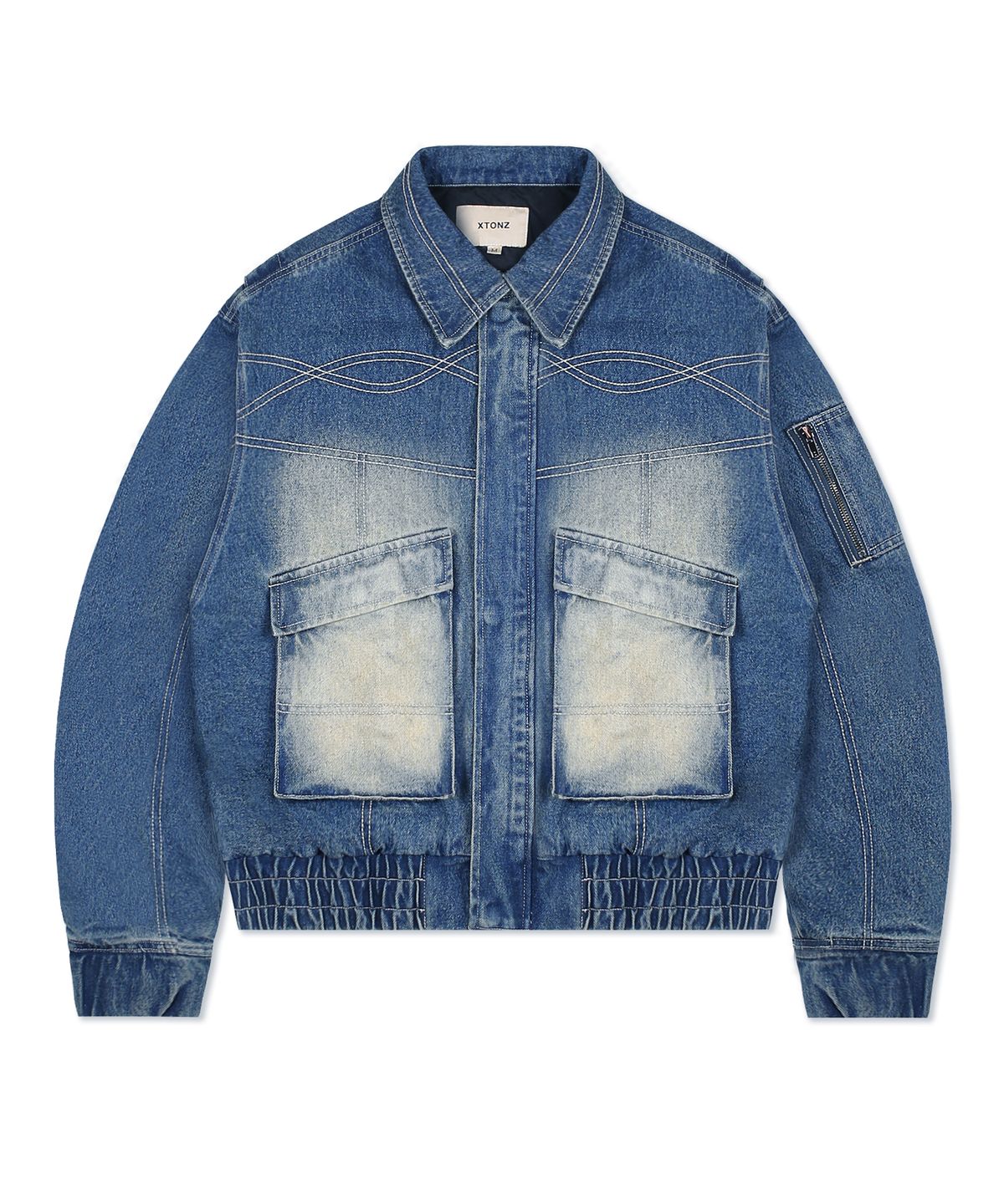 엑스톤즈(XTONZ) XJ95 콜튼 스티치 워싱 데님 자켓 (SAND BLUE)