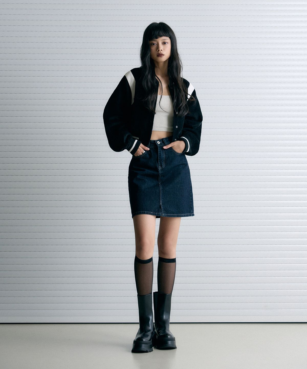레더리(LEATHERY) 코듀로이 바시티 테디 자켓 [BLACK]