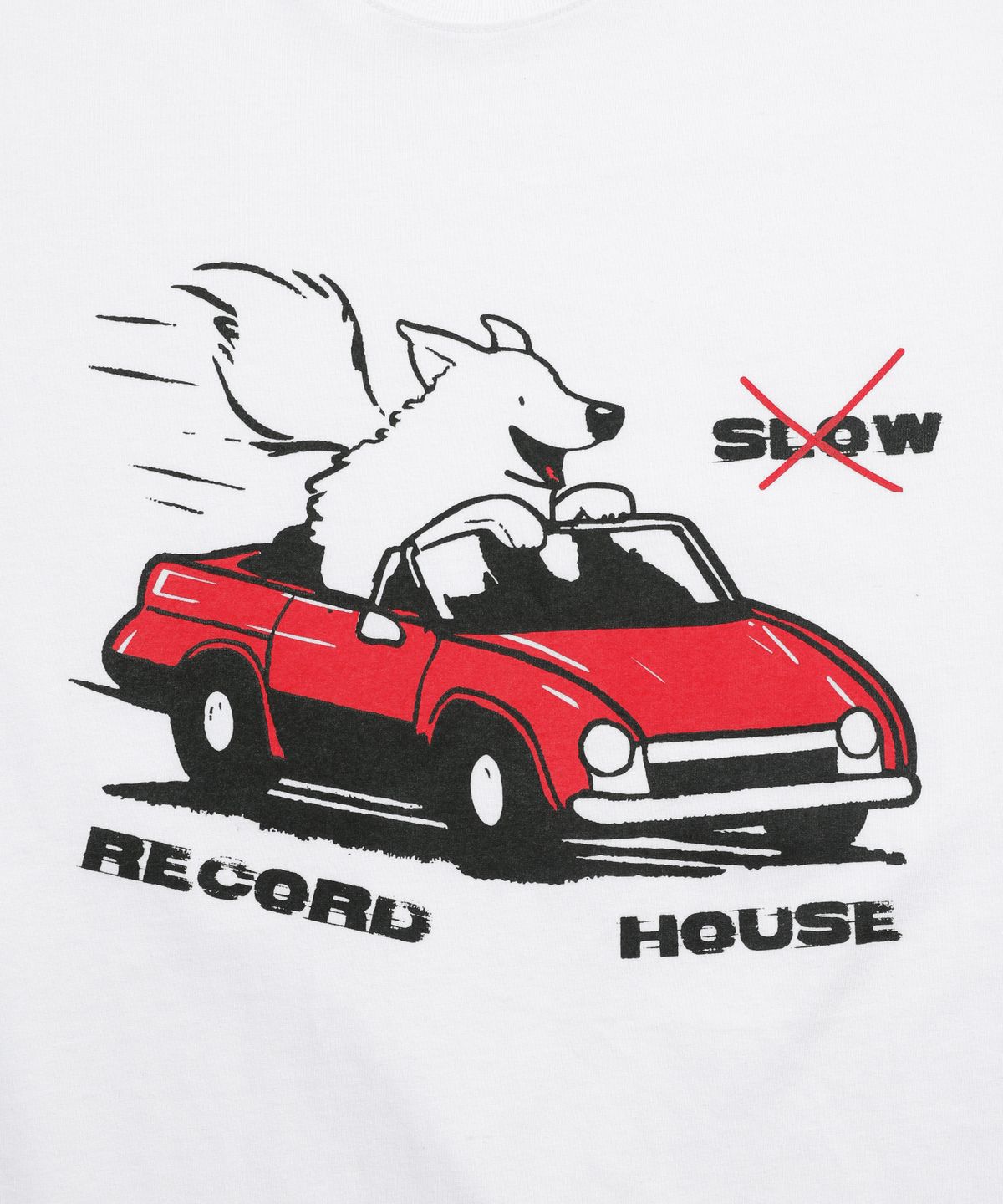 슬로우 레코드 하우스(SLOW RECORD HOUSE) 도그 드라이븐카 티셔츠_화이트