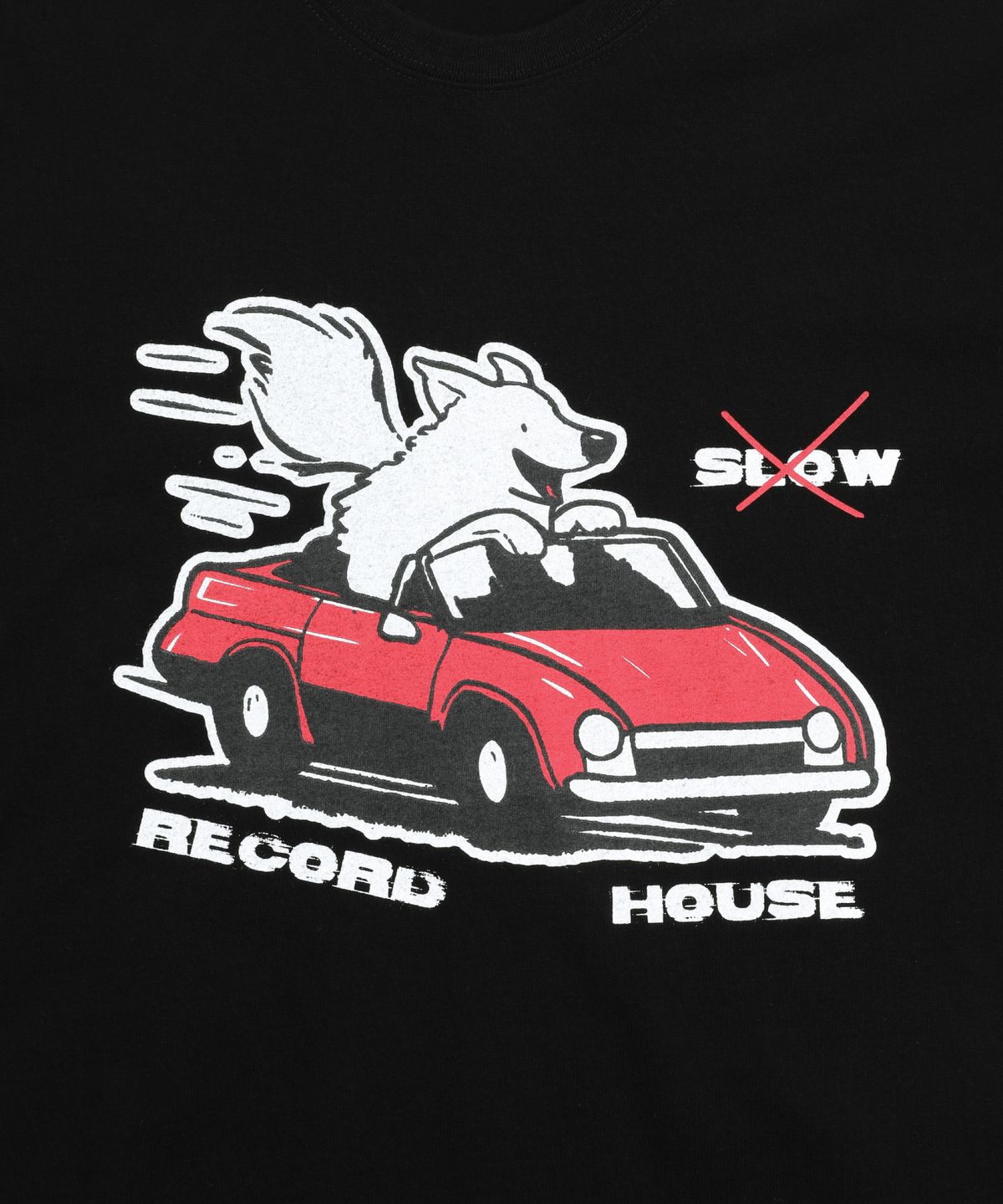 슬로우 레코드 하우스(SLOW RECORD HOUSE) 도그 드라이븐카 티셔츠_블랙