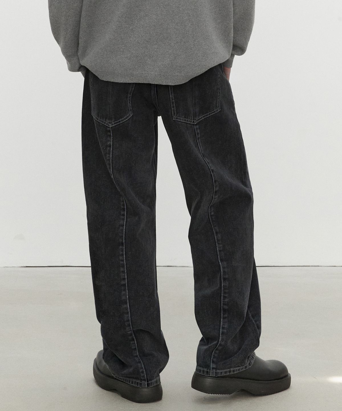 데케트(DECET) Center Incision Wide Jeans DCPT028Black