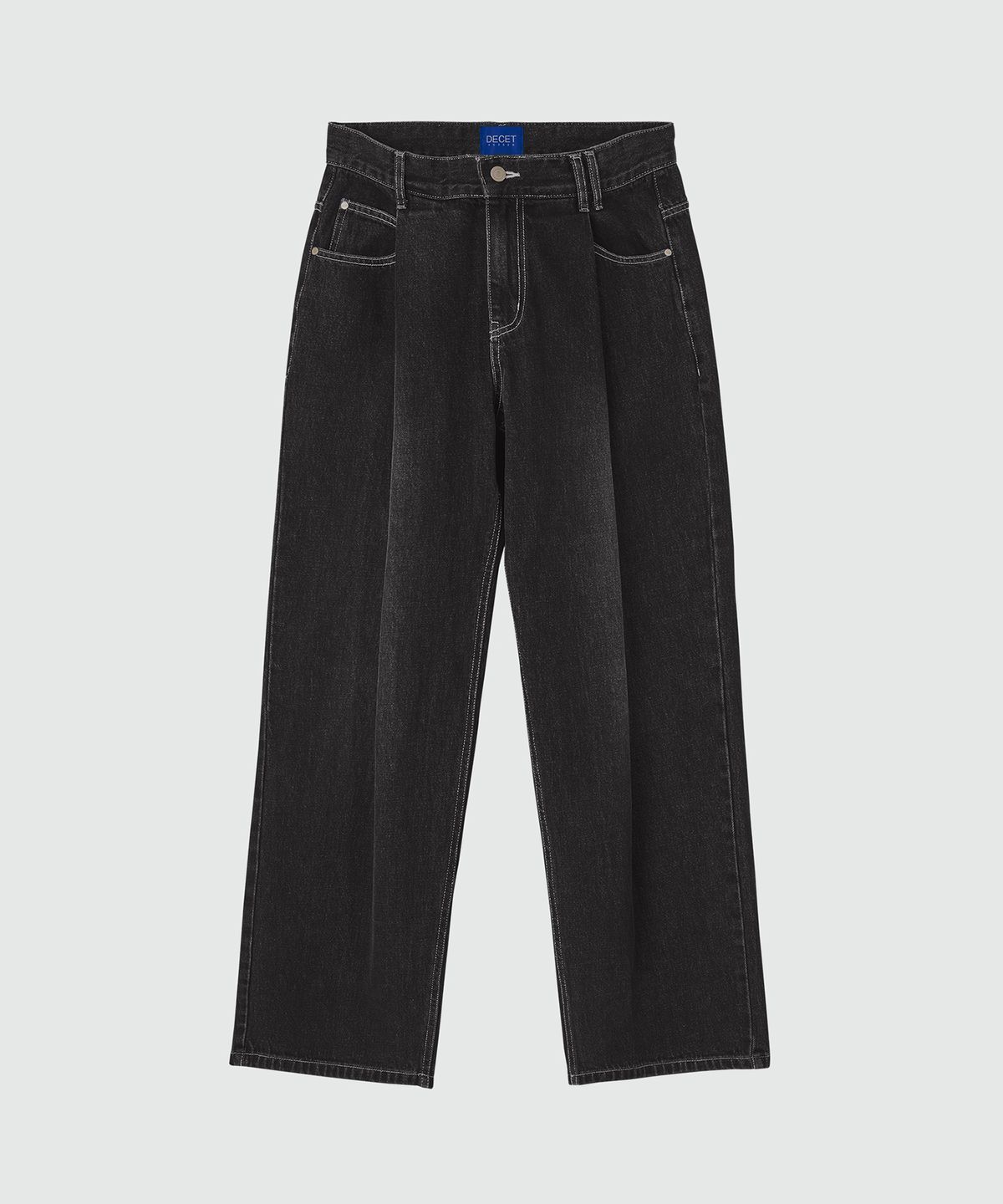 데케트(DECET) Deep Pleats Wide Jeans DCPT030Black