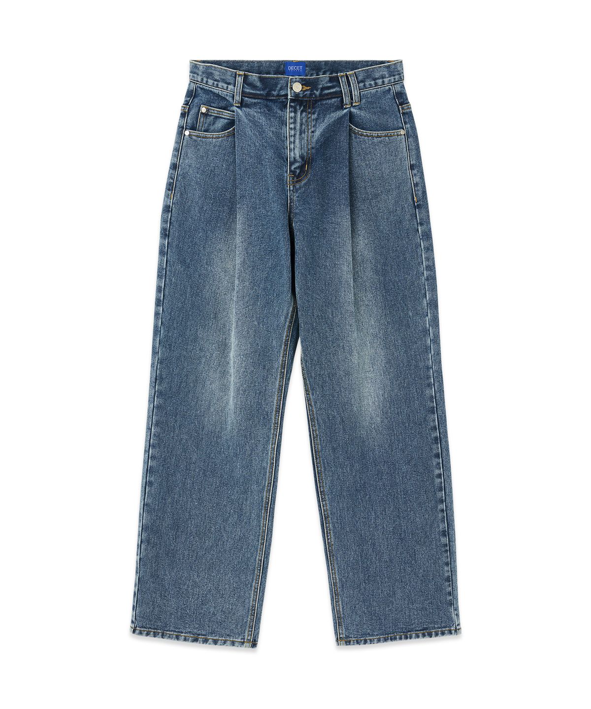 데케트(DECET) Deep Pleats Wide Jeans DCPT030Blue