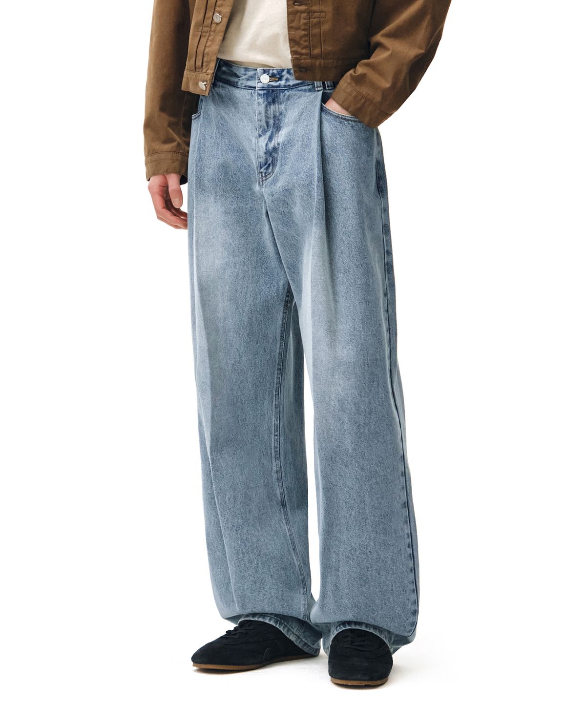 데케트(DECET) Deep Pleats Wide Jeans DCPT030LightBlue