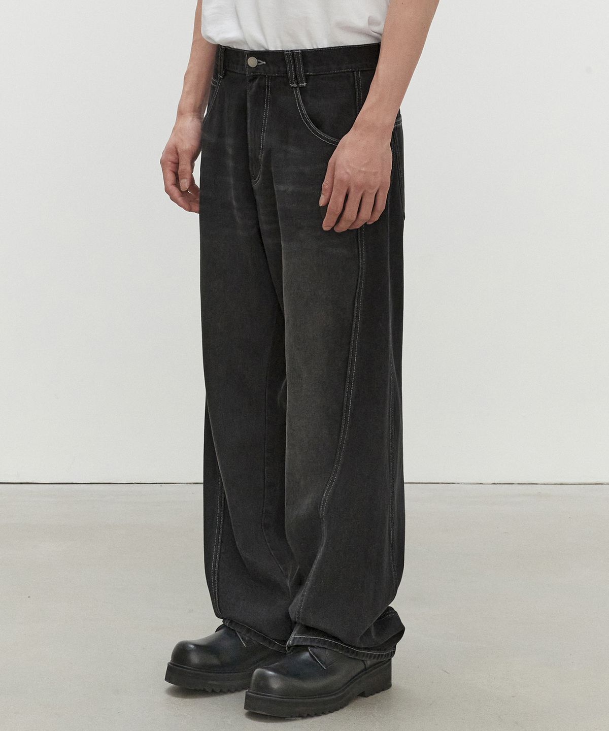 데케트(DECET) Curved Wide Jeans DCPT033Black