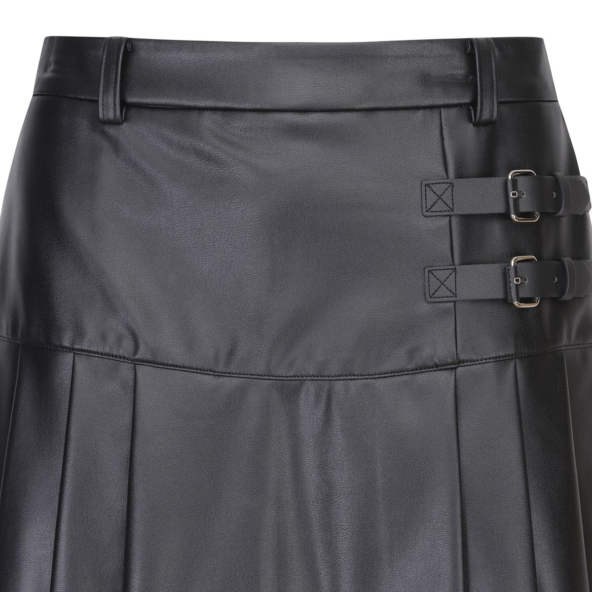 어뉴골프(ANEW GOLF) W LEATHER HALF PLEATS SQ_BK