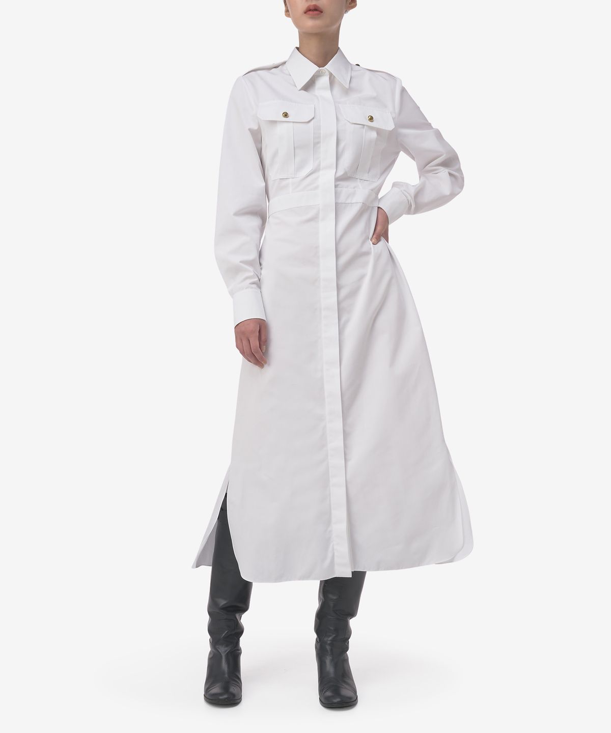 알렉산더 맥퀸(ALEXANDER McQUEEN) 체스트 포켓 셔츠 드레스 - 화이트 / 754611QAABC9000