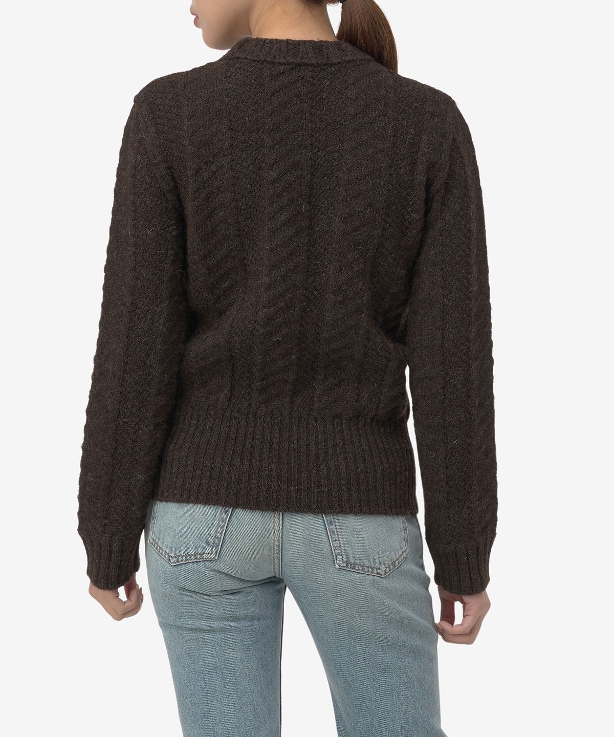 보테가베네타(BOTTEGA VENETA) 셰트랜드 쉐브론 니트 - 다크 체스트넛 / 757825V39D02164
