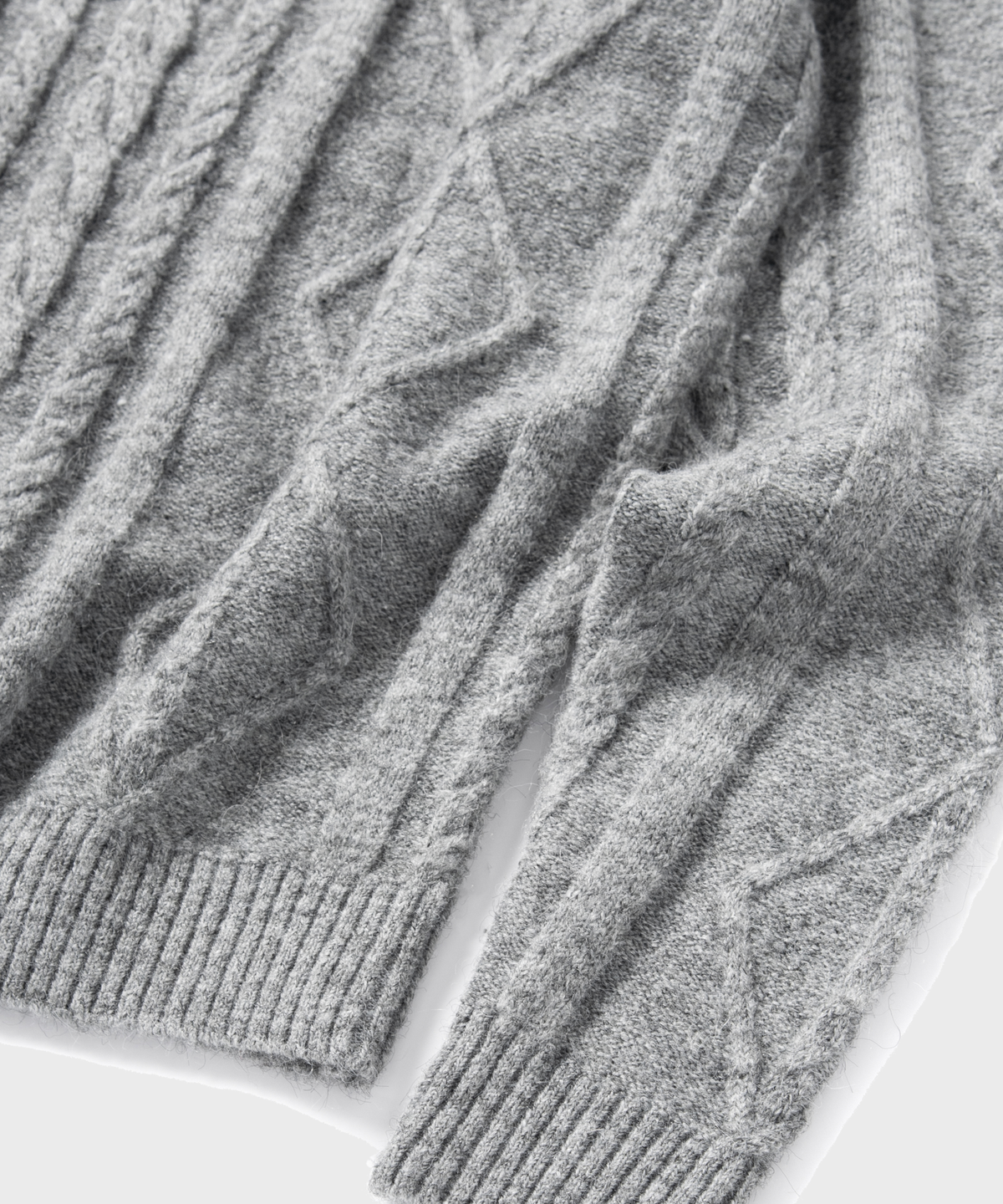 넌블랭크(NONBLANK) 케이블 조직 라운드 니트_MELANGE GREY