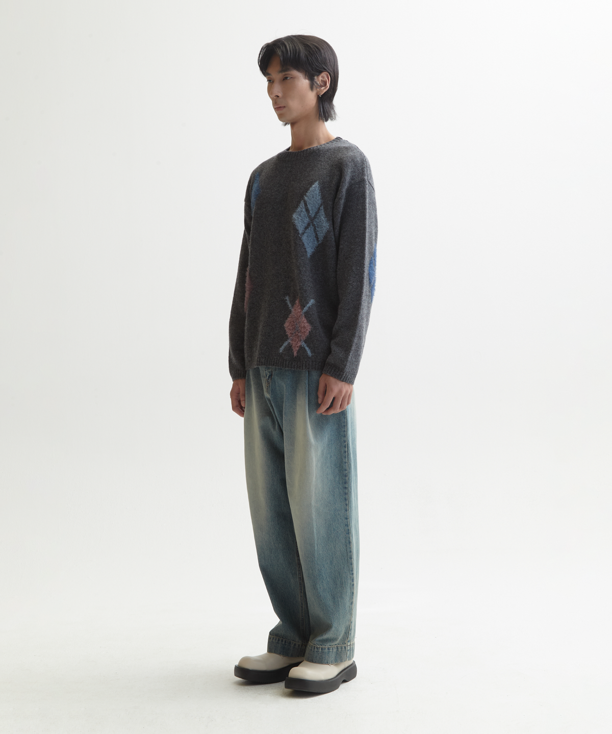 넌블랭크(NONBLANK) 아가일 패턴 니트_TAILOR GREY