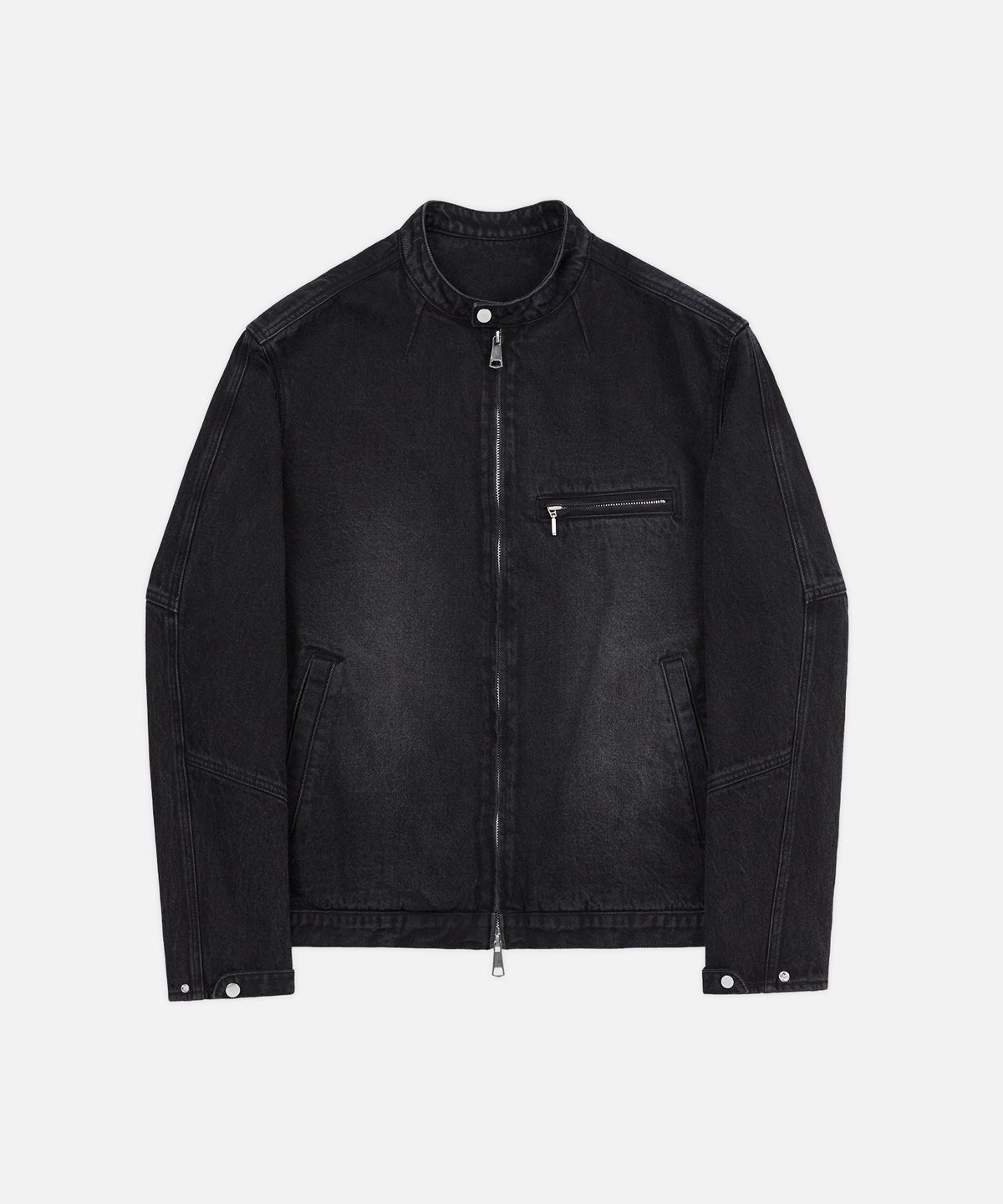 드로우핏(DRAW FIT) 워시드 바이커 데님 자켓 [BLACK]