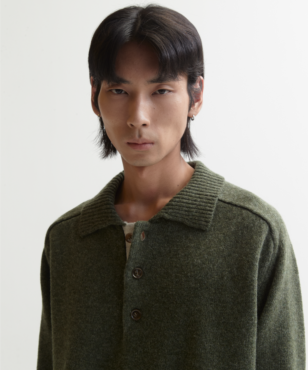 넌블랭크(NONBLANK) 울 칼라 니트_ARBORIST GREEN