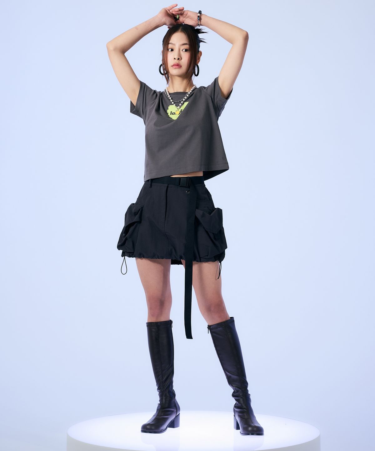 라라폭스(LALAFOX) CARGO SHORT SKIRT CHARCOAL BP1WS001