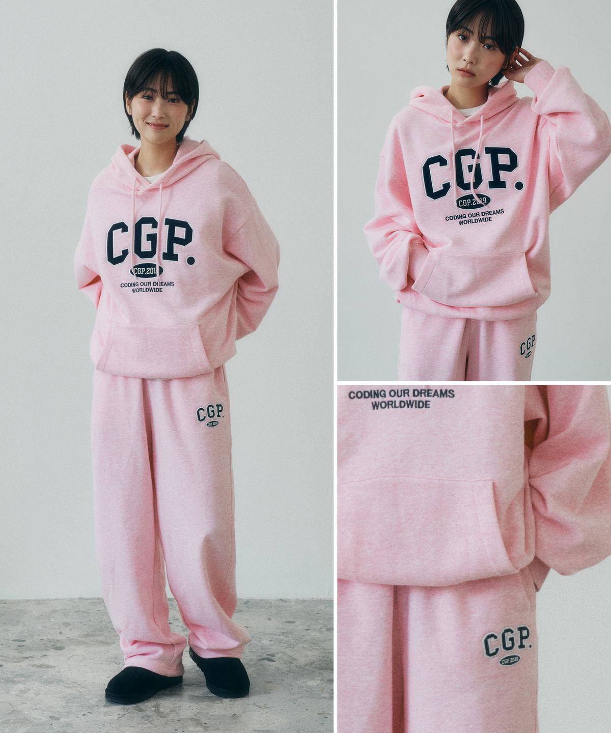 코드그라피(CGP) CGP 아치 로고 후드티_핑크
