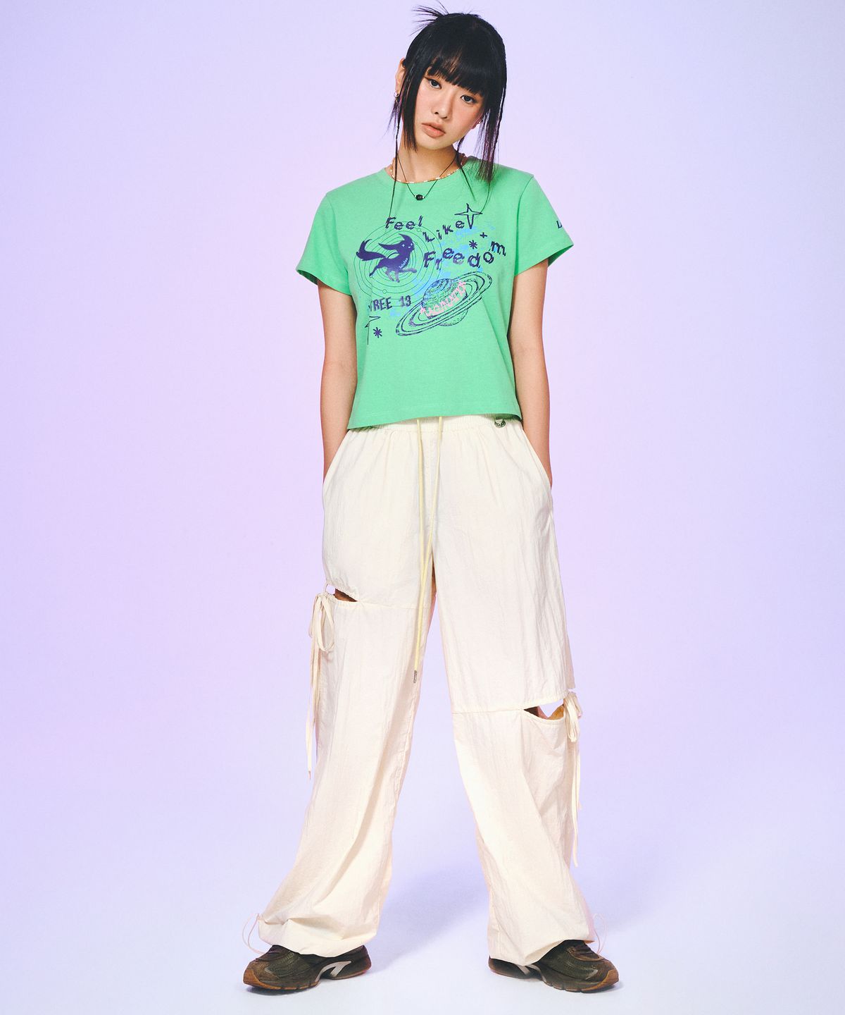 라라폭스(LALAFOX) CUT OUT STRING TRACK PANTS IVORY BP1WP005