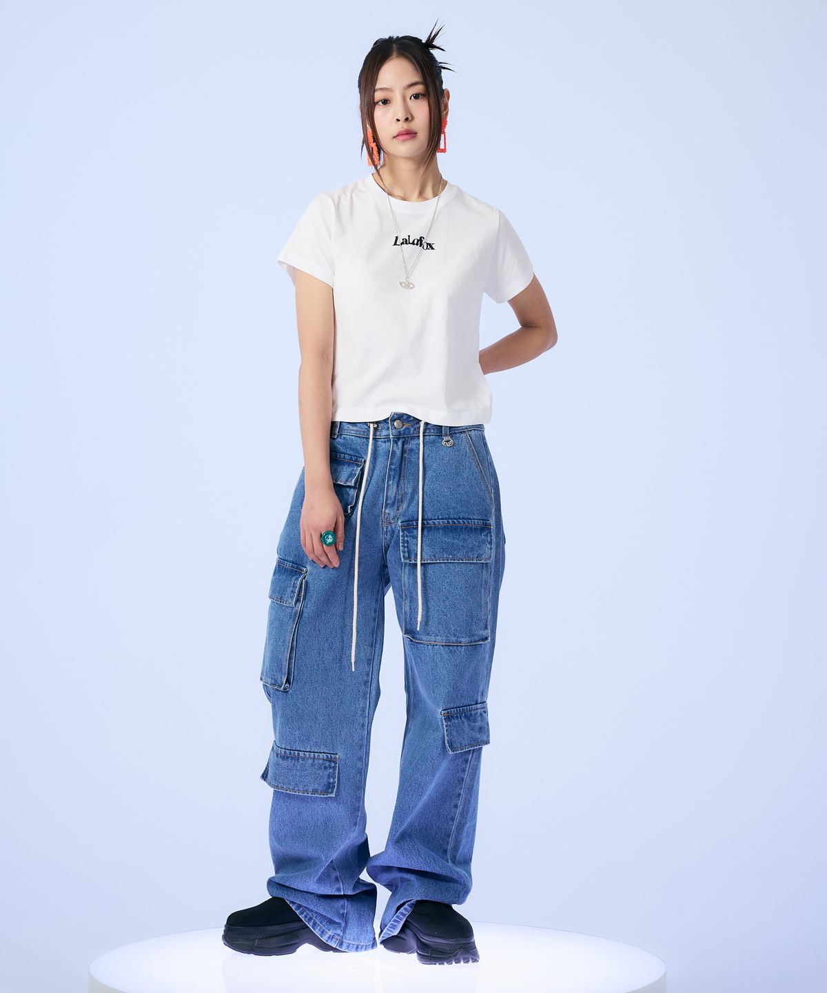 라라폭스(LALAFOX) DENIM CARGO PANTS BLUE BP4DP003