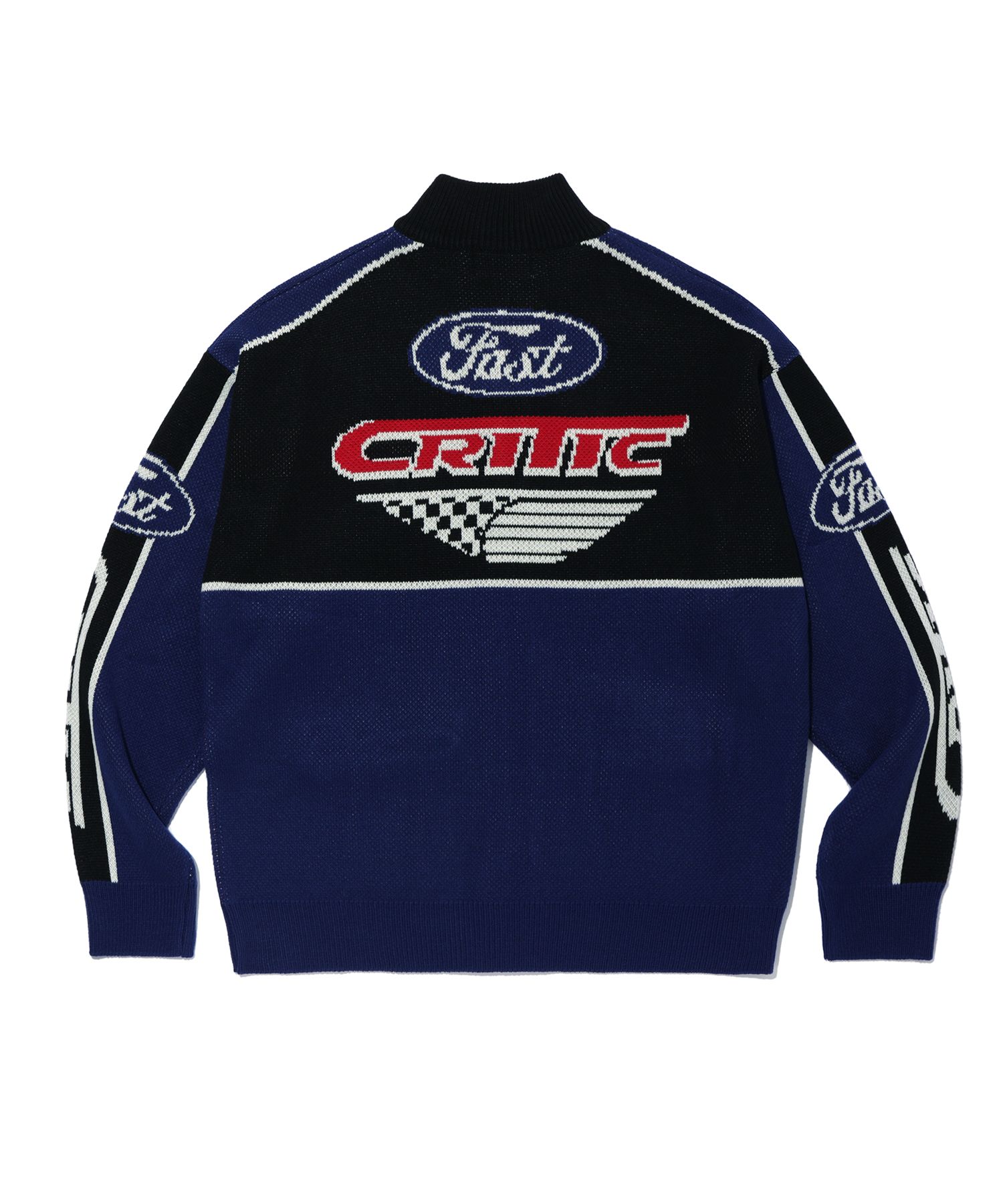 MUSINSA | CRITIC RACING ZIP-UP KNIT NAVY