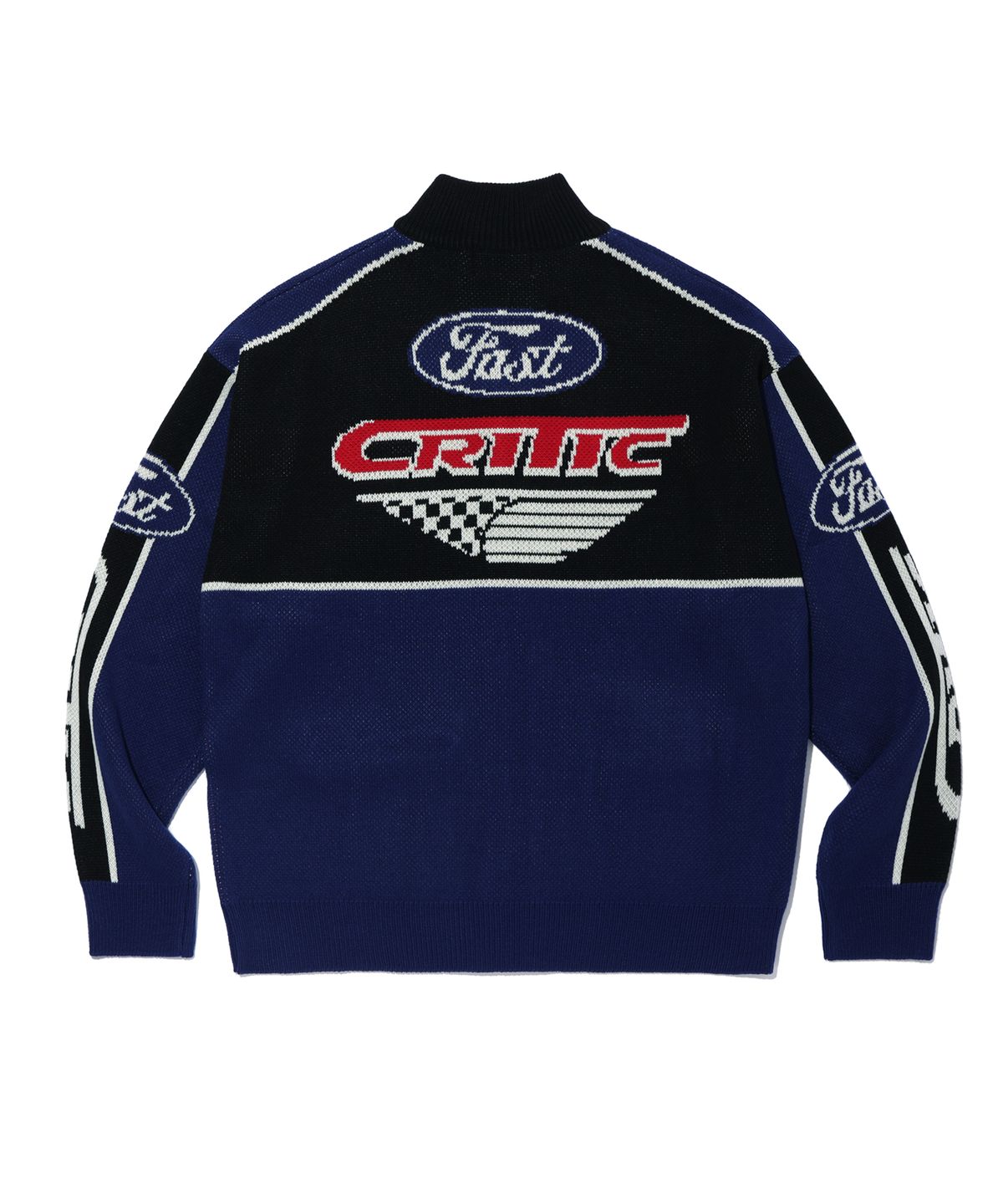 크리틱(CRITIC) RACING ZIP-UP KNIT NAVY