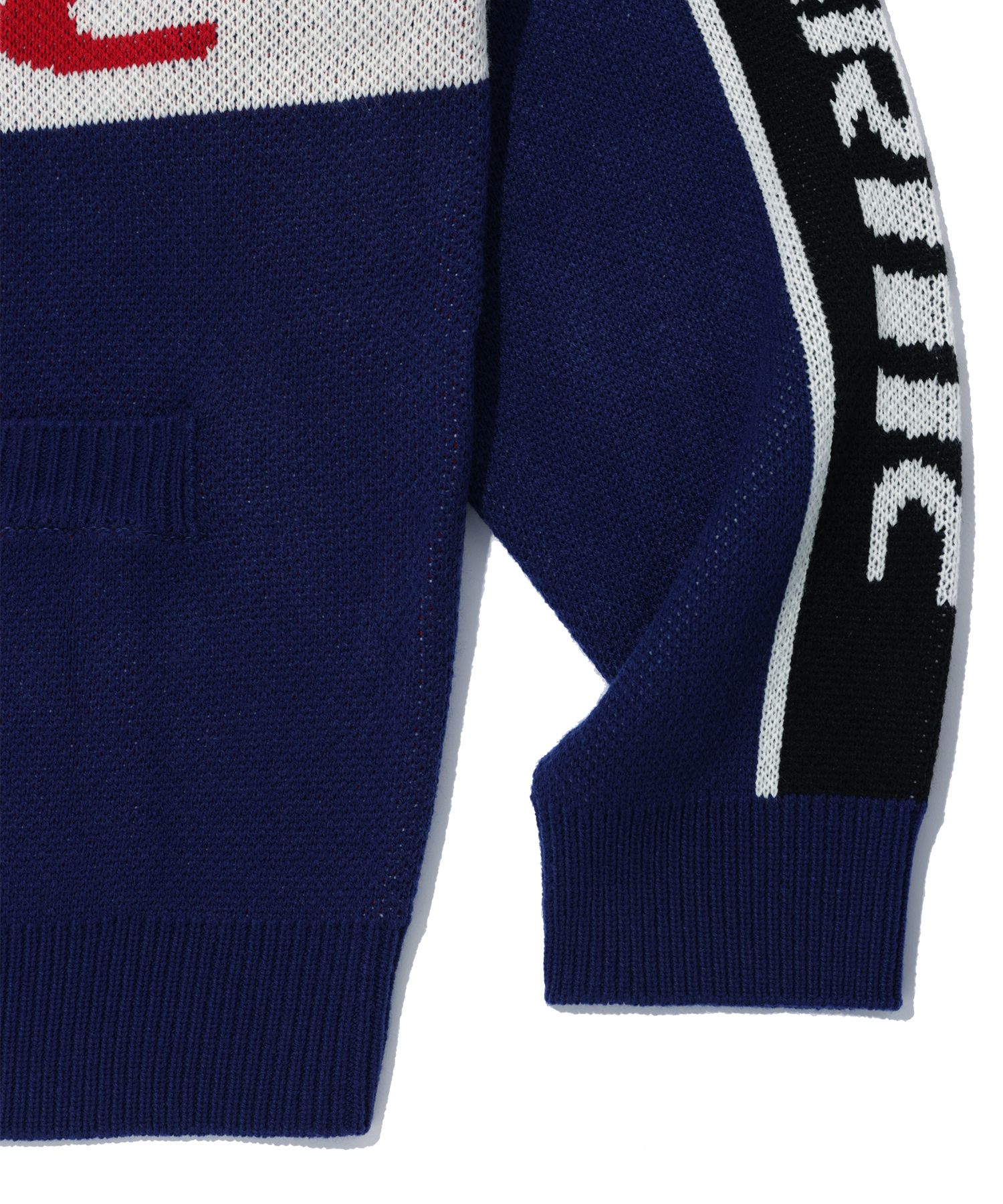 [CRITIC] HALF LOGO KNIT ZIP-UP^BLUE◆大人気 Soft Knit Half Zip Sweater | Only $ 54 | Organic Basics