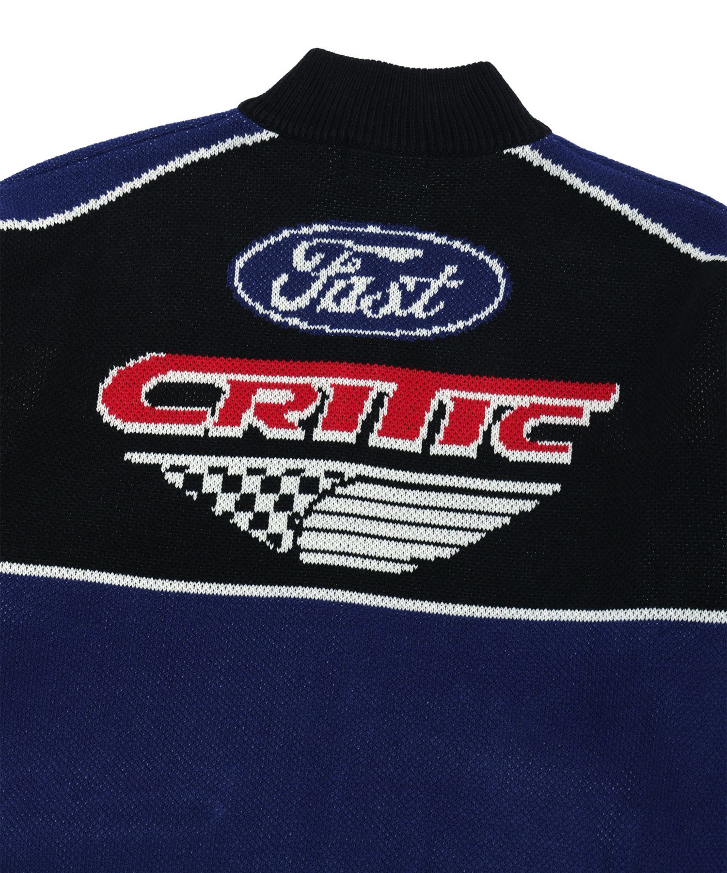 MUSINSA | CRITIC RACING ZIP-UP KNIT NAVY