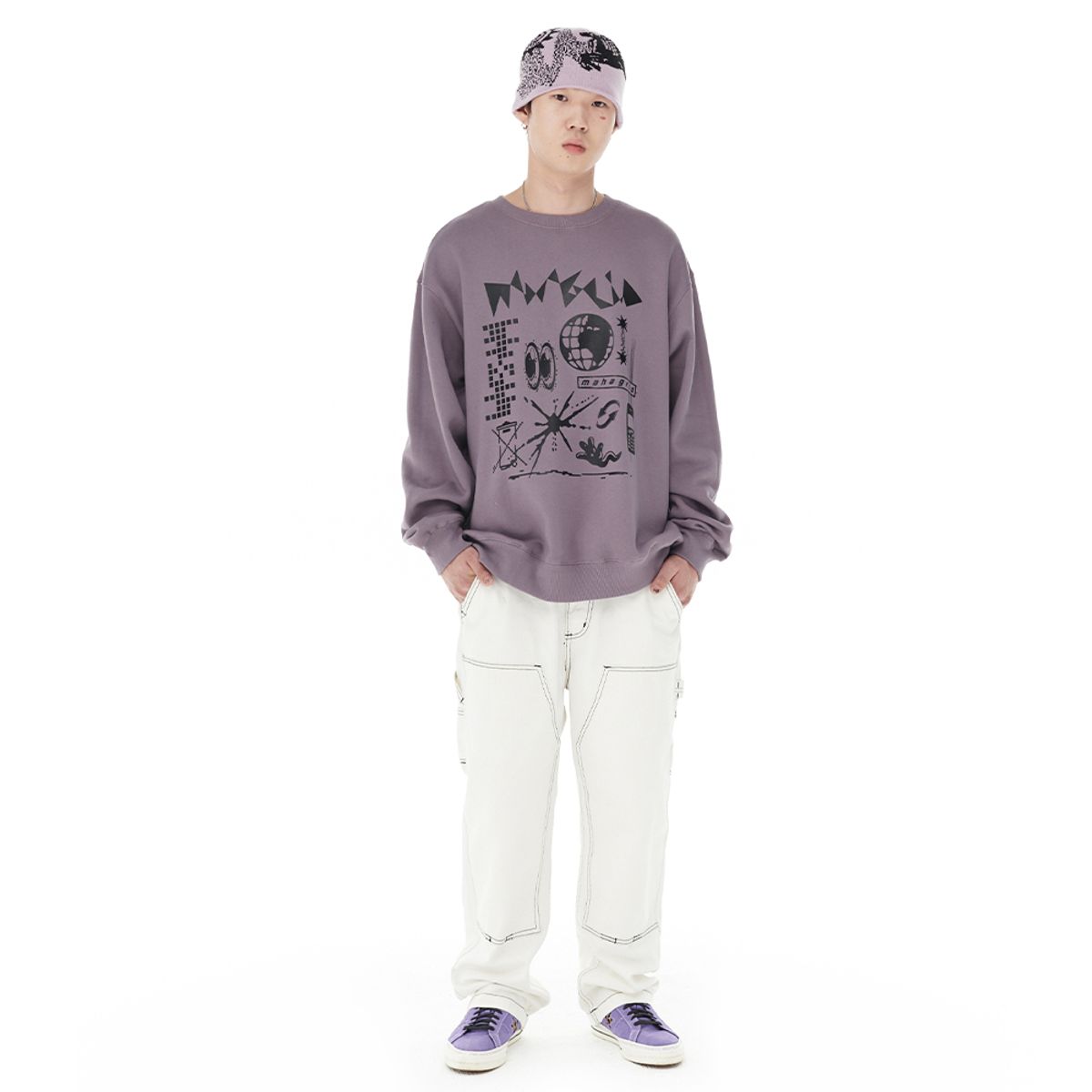 마하그리드(MAHAGRID) NETWORK SPARK SWEATSHIRT PURPLE(MG2DFMM445A)