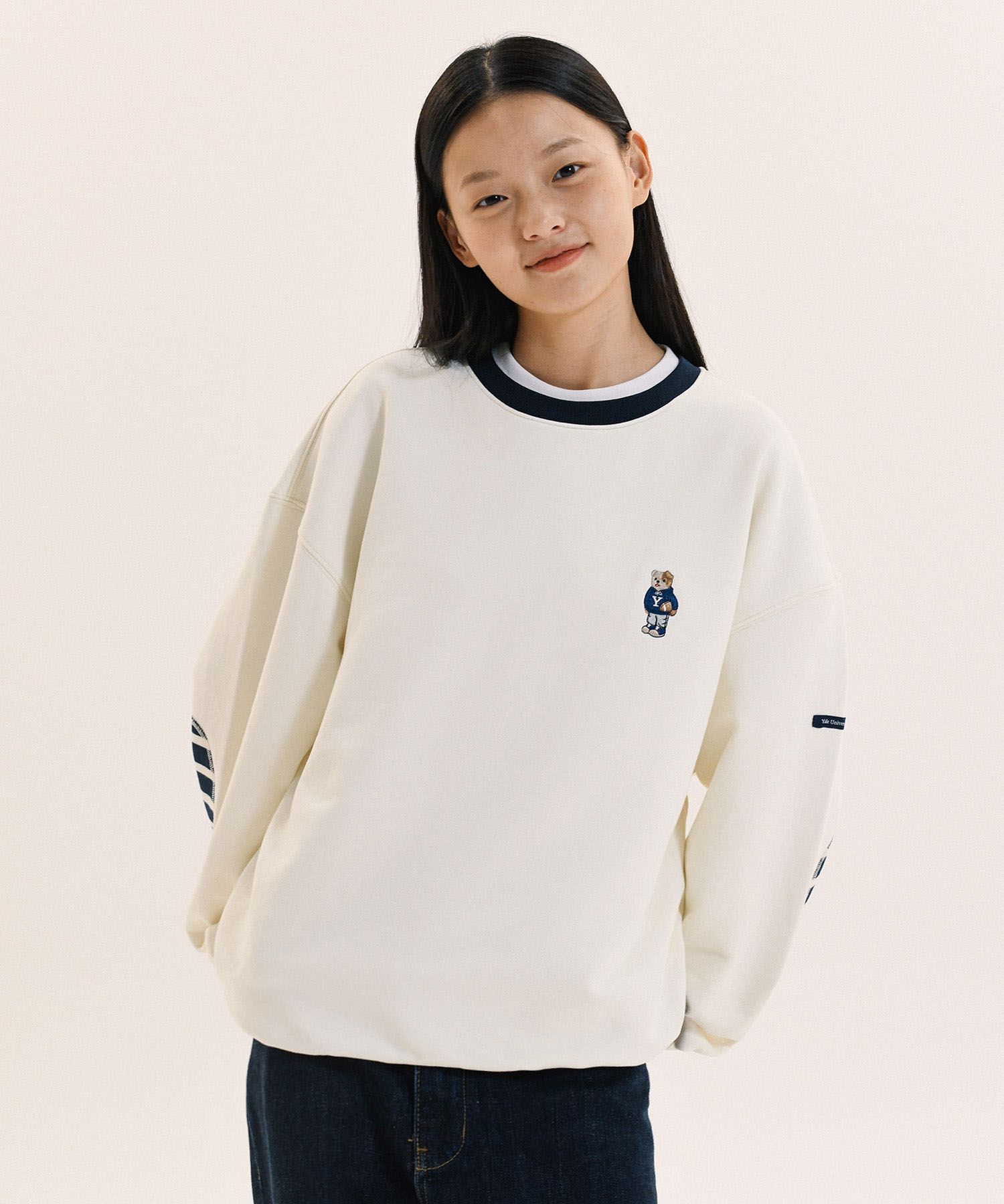 [ YALE ]★ UNIVERSITY DAN CREWNECK MUSINSA | YALE EMBROIDERY UNIVERSITY DAN CREWNECK IVORY / NAVY