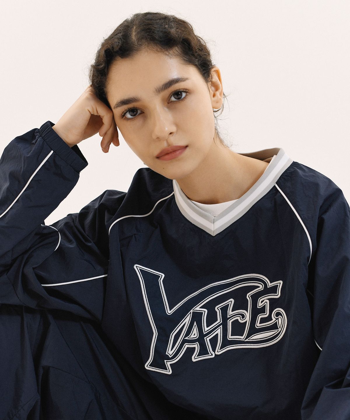 예일(YALE) 나일론 스포츠 팀 저지 롱슬리브_네이비