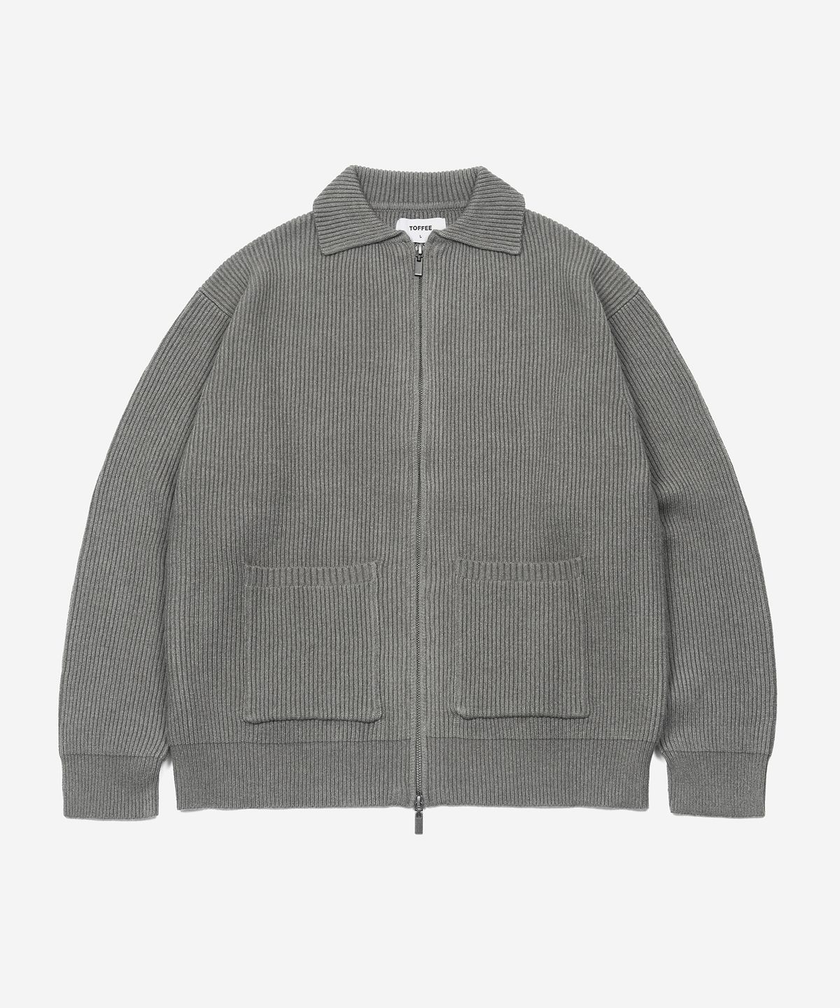 토피(TOFFEE) 카라 투웨이 집업  니트 (GREY)
