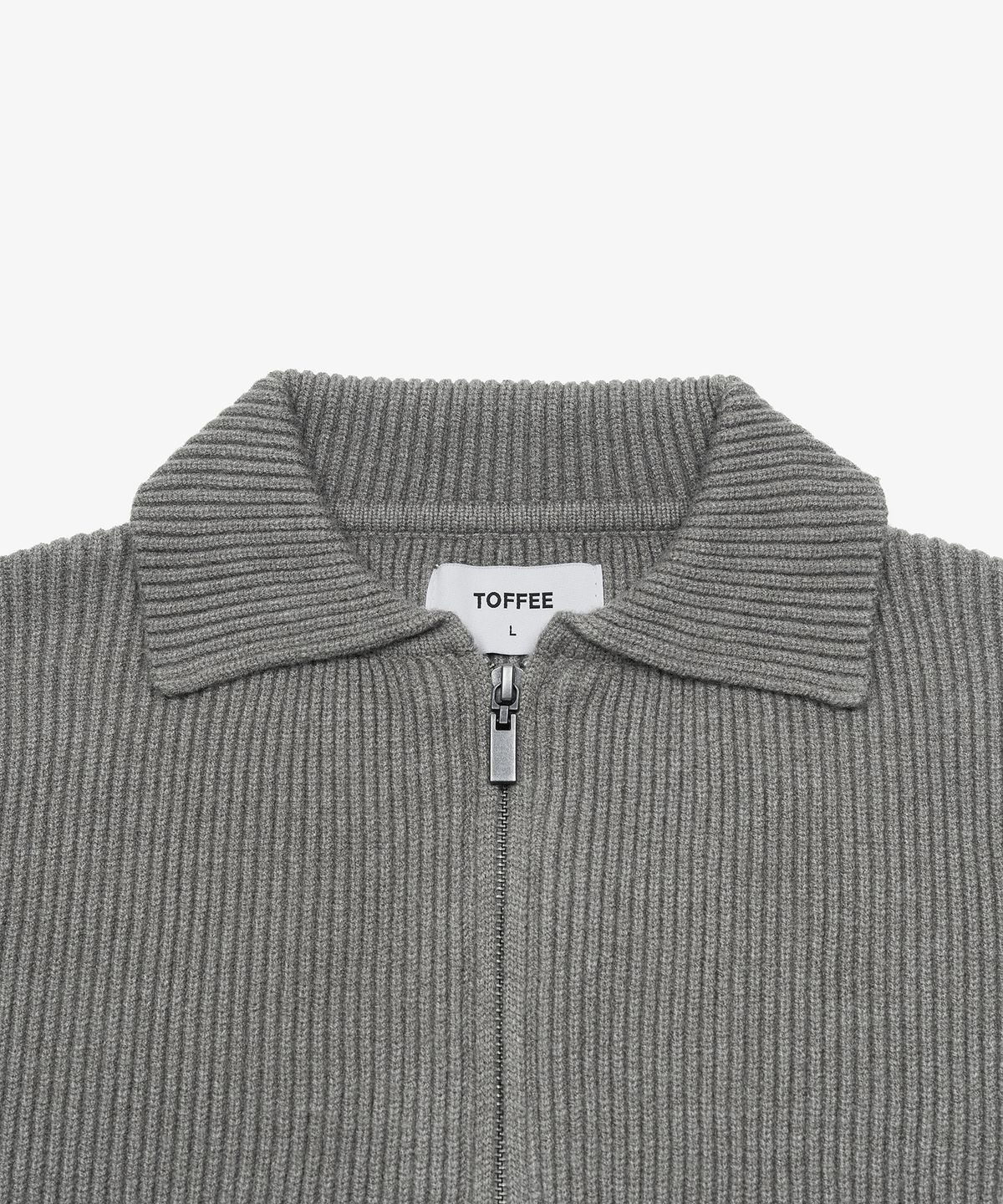토피(TOFFEE) 카라 투웨이 집업  니트 (GREY)