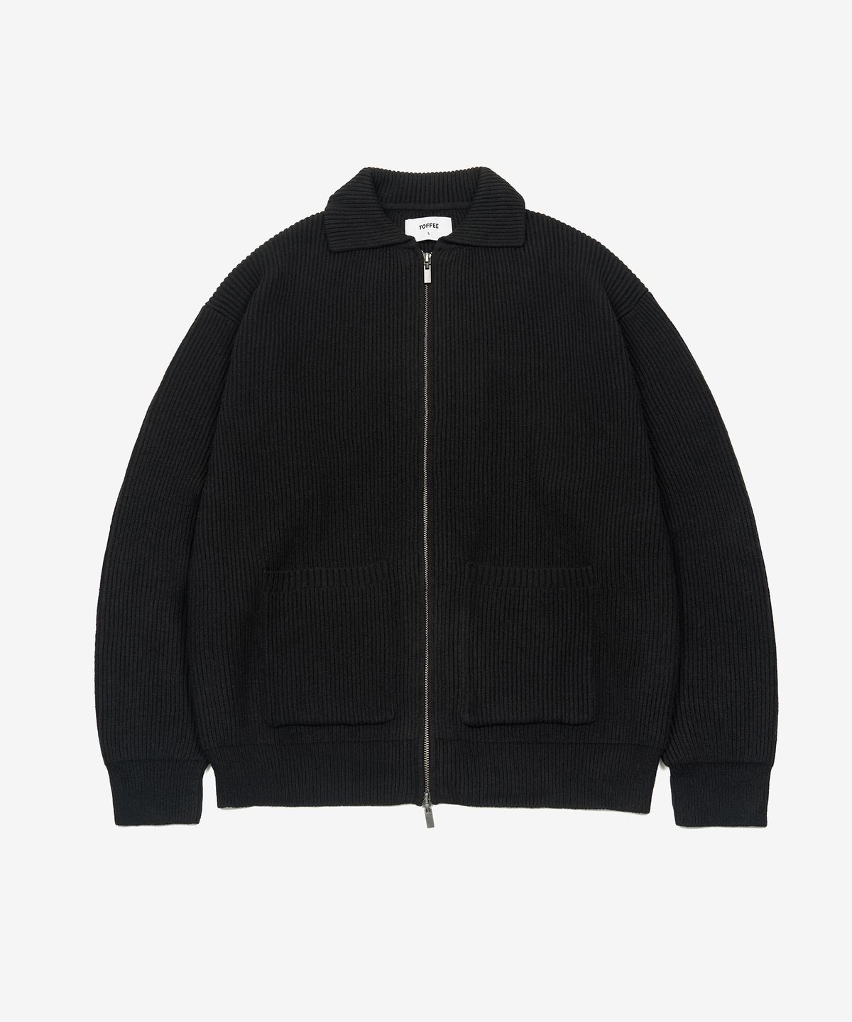 토피(TOFFEE) 카라 투웨이 집업  니트 (BLACK)