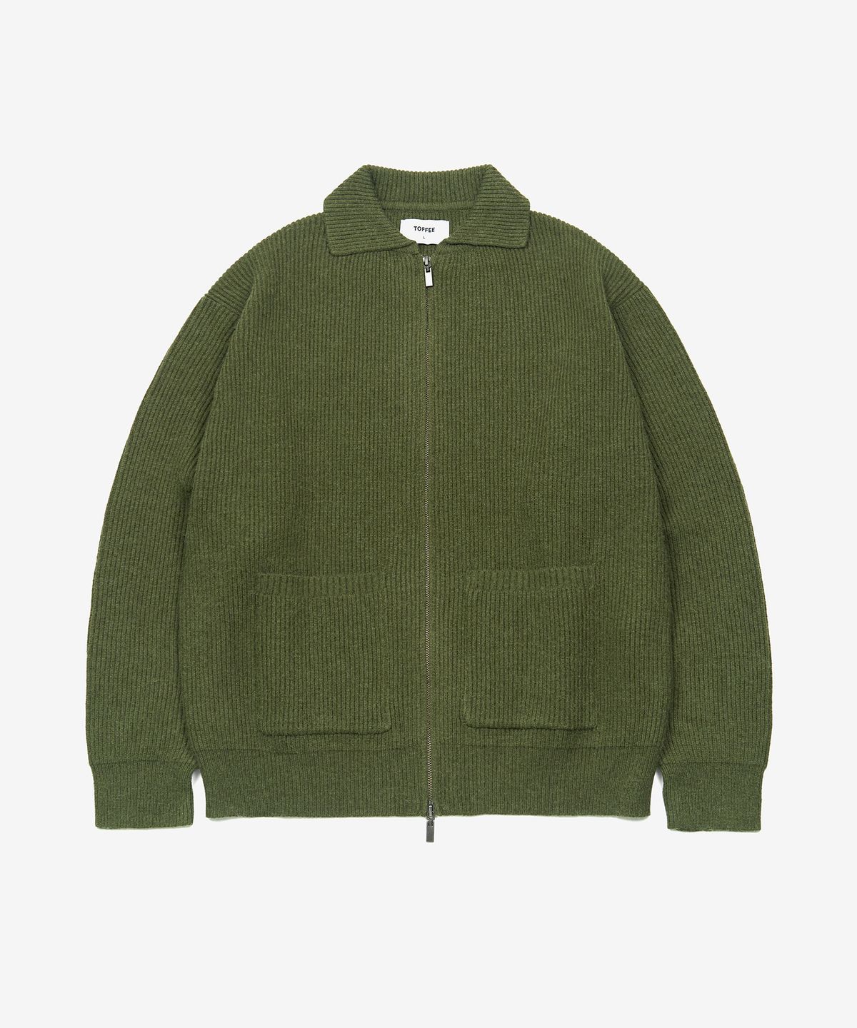 토피(TOFFEE) 카라 투웨이 집업  니트 (GREEN)