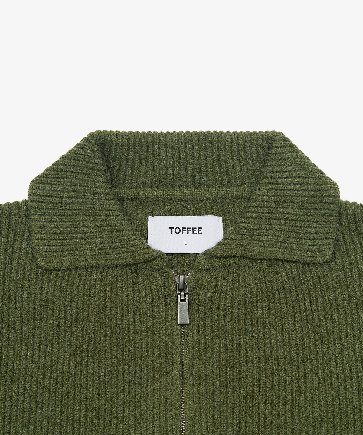 토피(TOFFEE) 카라 투웨이 집업  니트 (GREEN)