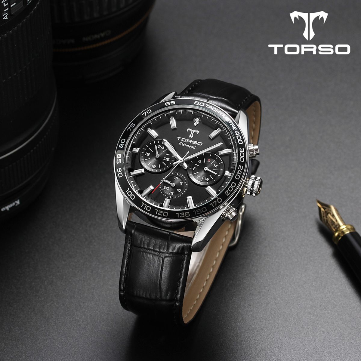 토르소(TORSO) T503M-SBS 카시오페아 멀티 다이아몬드 워치 남자 메탈 시계 (가죽 스트랩 증정)