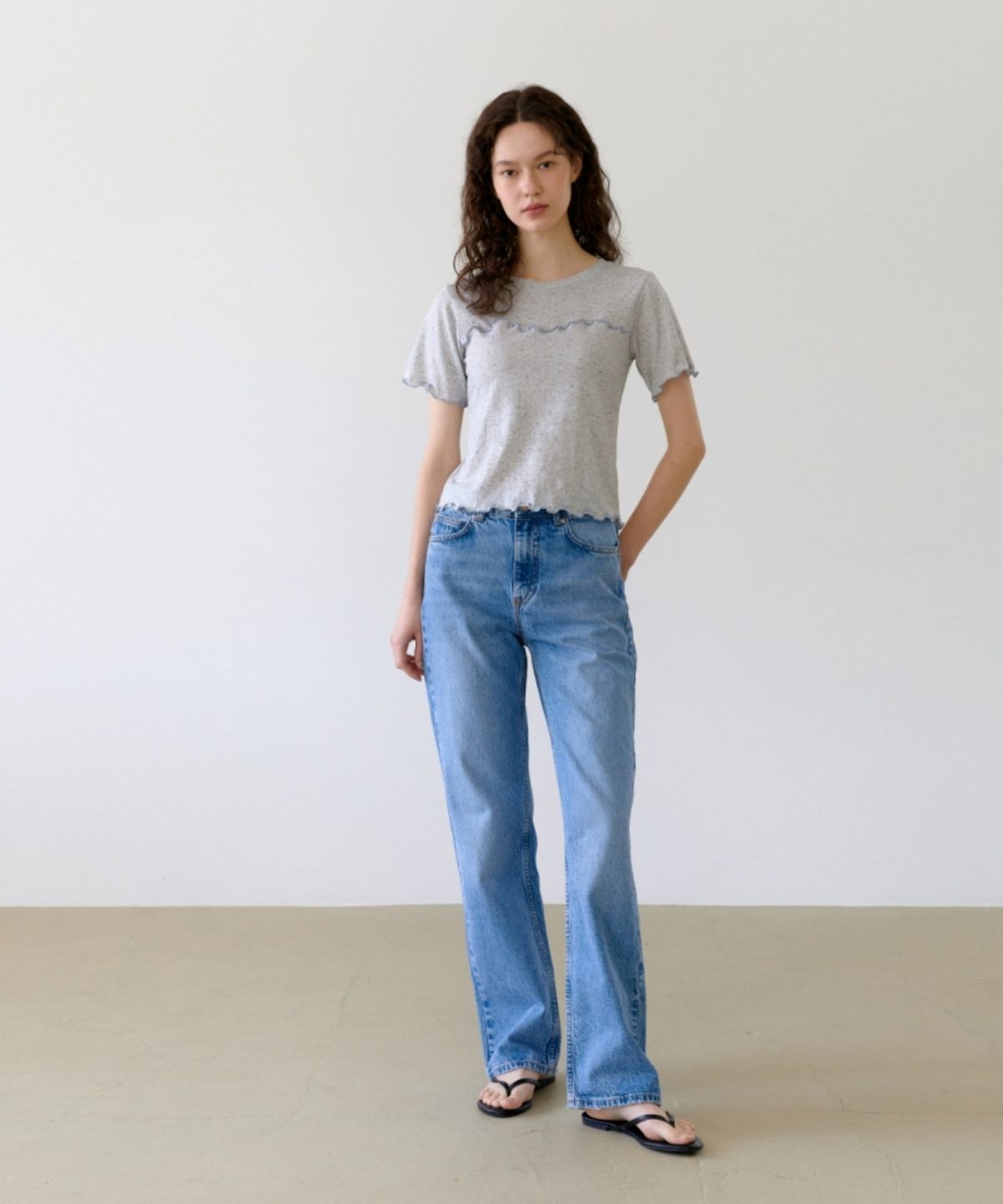 어나우트(UNNOUT) WAVE LINE COOKIE T-SHIRT - SKY