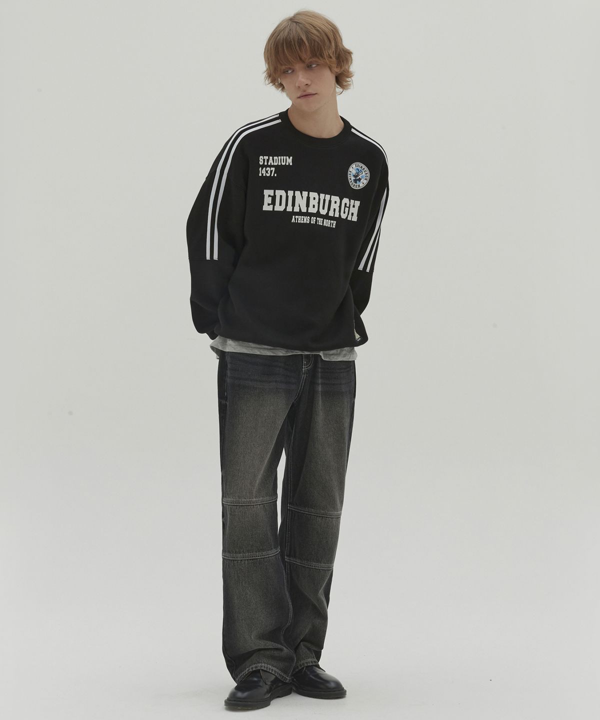 세컨모놀로그(SECONDMONO) 에든버러 풋볼 스웻셔츠 블랙 SETS012BLACK