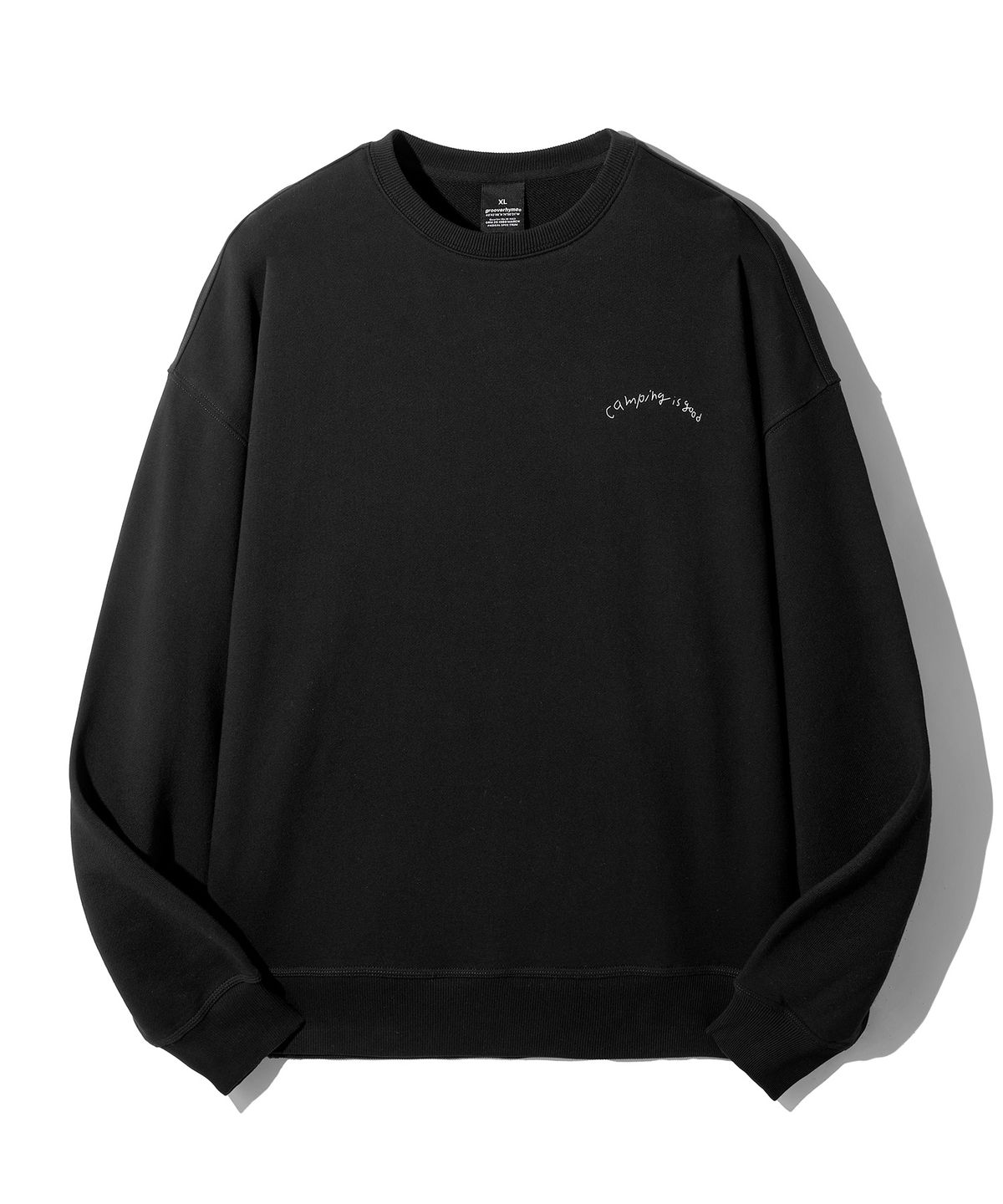 그루브라임(GROOVE RHYME) CAMPING IS GOOD SWEATSHIRT (BLACK) [LRSFCTM738M]