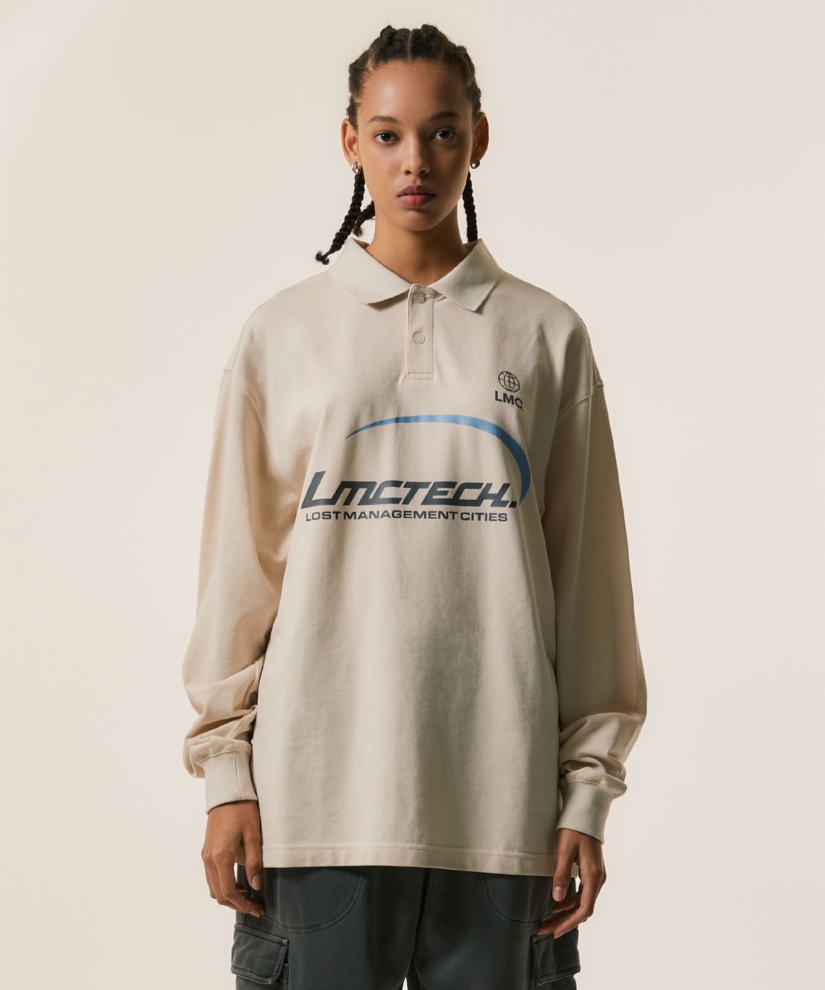 엘엠씨(LMC) TECH PK COLLAR LONG SLV TEE cream