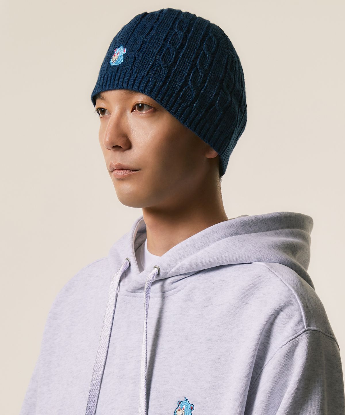 엘엠씨(LMC) EMB BEAR CABLE KNIT BEANIE cream