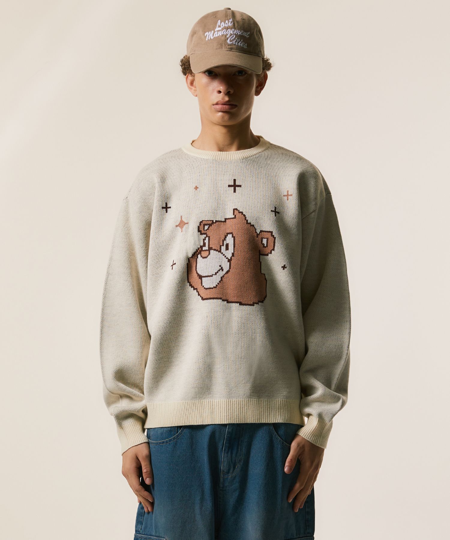 MUSINSA | LMC BEAR KNIT SWEATER cream