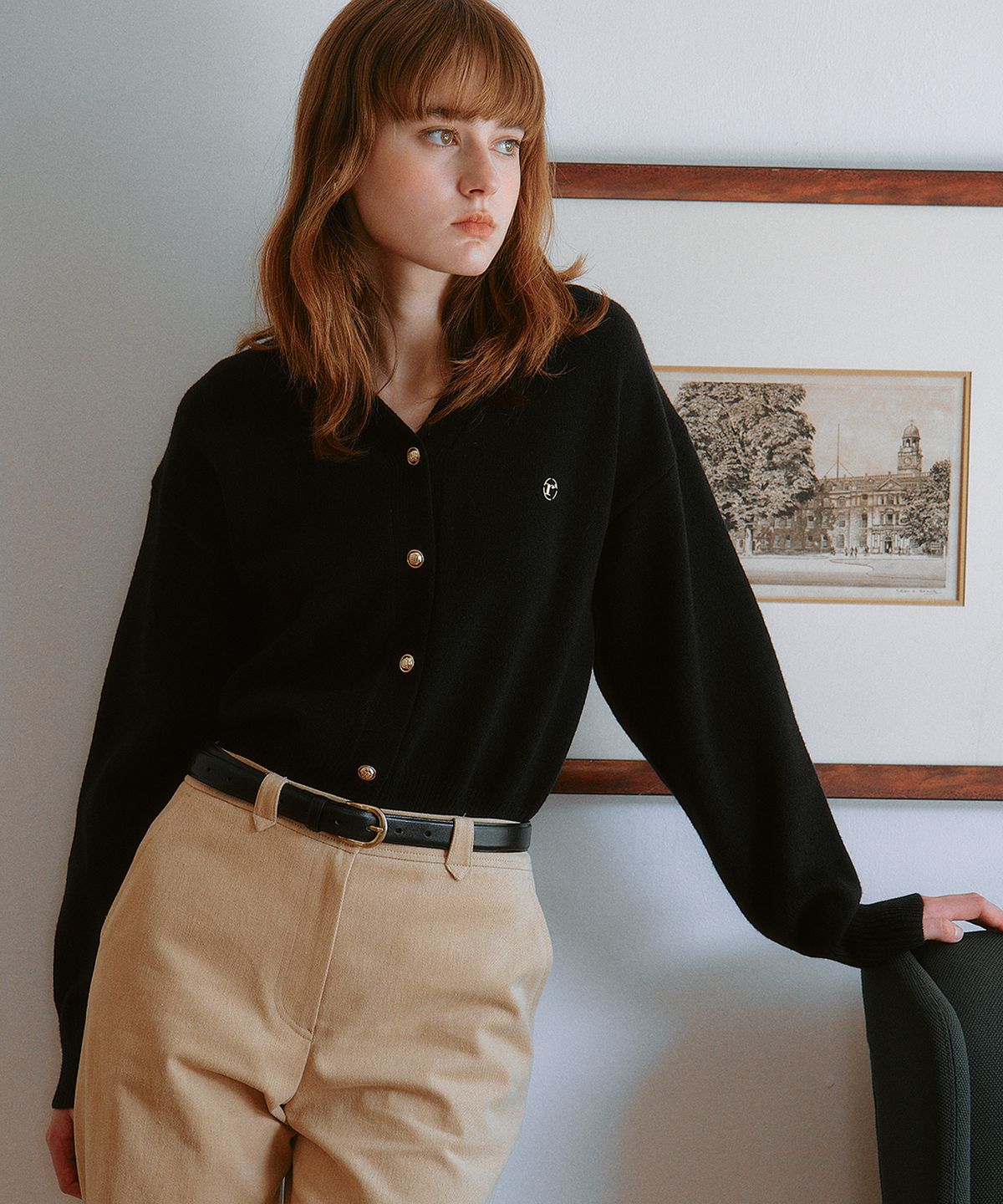 로라로라(ROLAROLA) WOOL BLENDED BASIC CARDIGAN BLACK