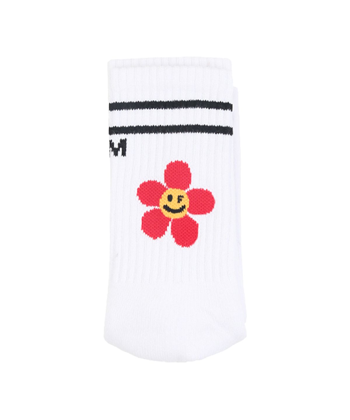 그레이버(GRAVER) [UNISEX]레드 플라워 스마일 로고 삭스 1팩_화이트