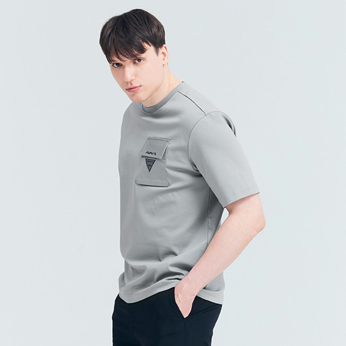 어베이브(AVAVE) 남성용 포켓라운드 티셔츠 그레이
