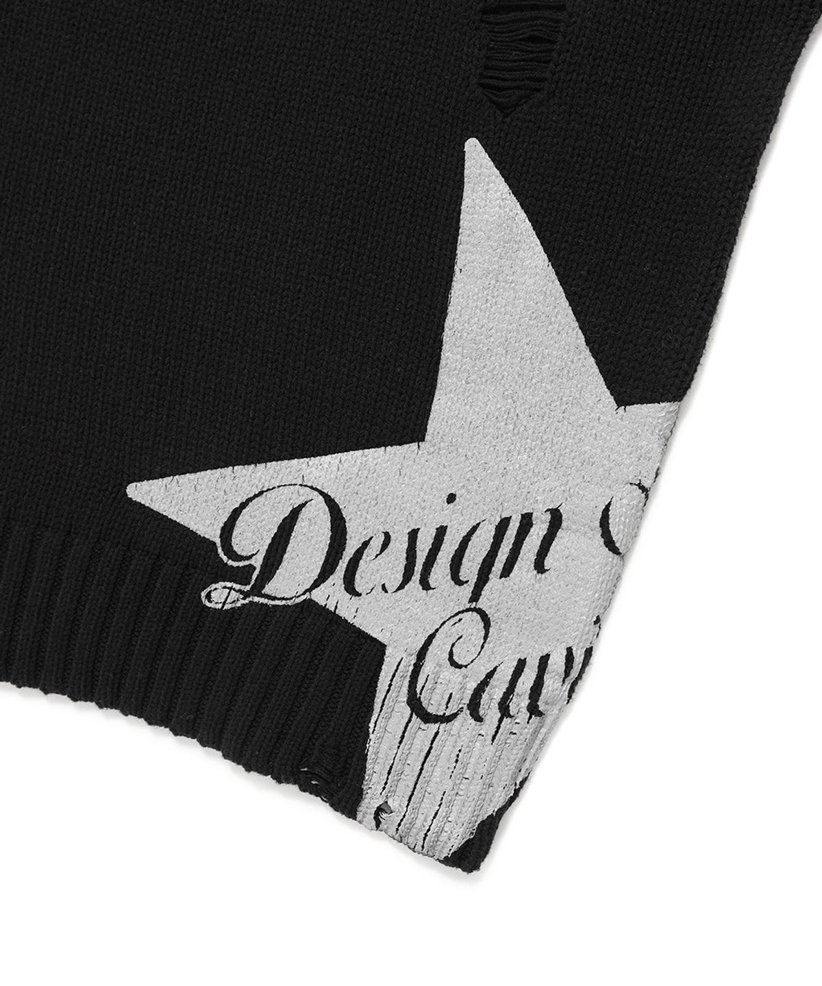 카비시(CAVISH) W DAMAGED STAR KNIT CREWNECK BLACK(CV2DFFK601A)