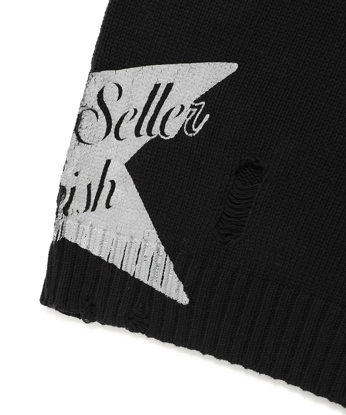카비시(CAVISH) W DAMAGED STAR KNIT CREWNECK BLACK(CV2DFFK601A)