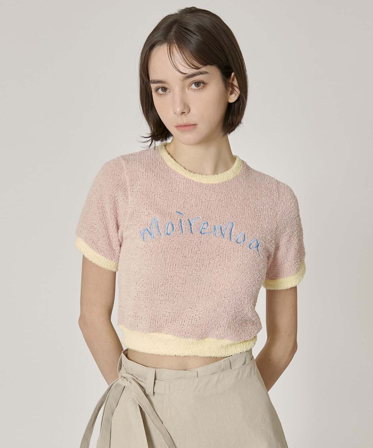 무아르모아(MOIREMOA) soft candy crop top - pink